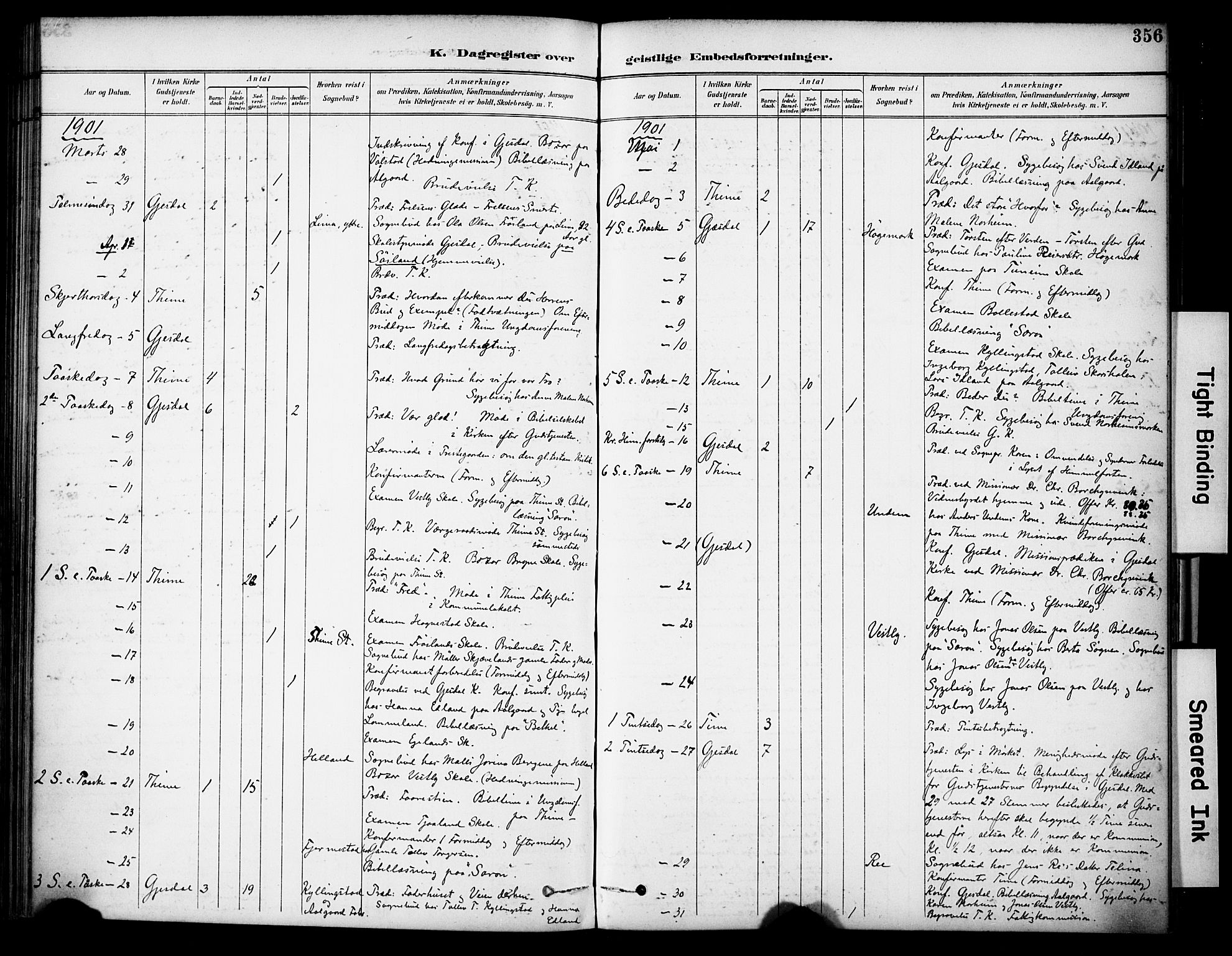 Lye sokneprestkontor, AV/SAST-A-101794/001/30BA/L0011: Parish register (official) no. A 9, 1893-1903, p. 356