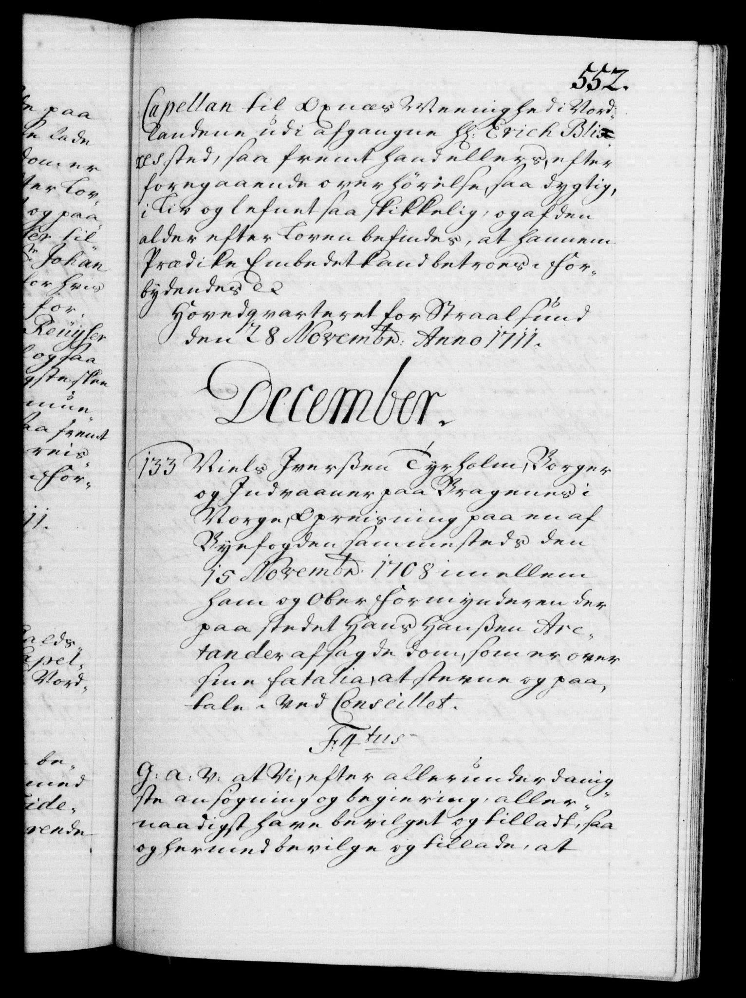 Danske Kanselli 1572-1799, RA/EA-3023/F/Fc/Fca/Fcaa/L0020: Norske registre, 1708-1711, p. 552a