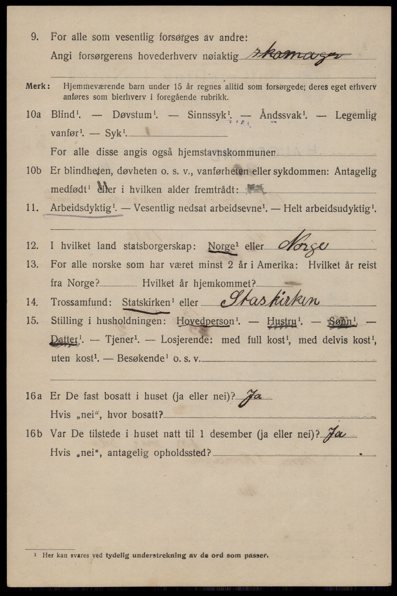 SAST, 1920 census for Haugesund, 1920, p. 18090