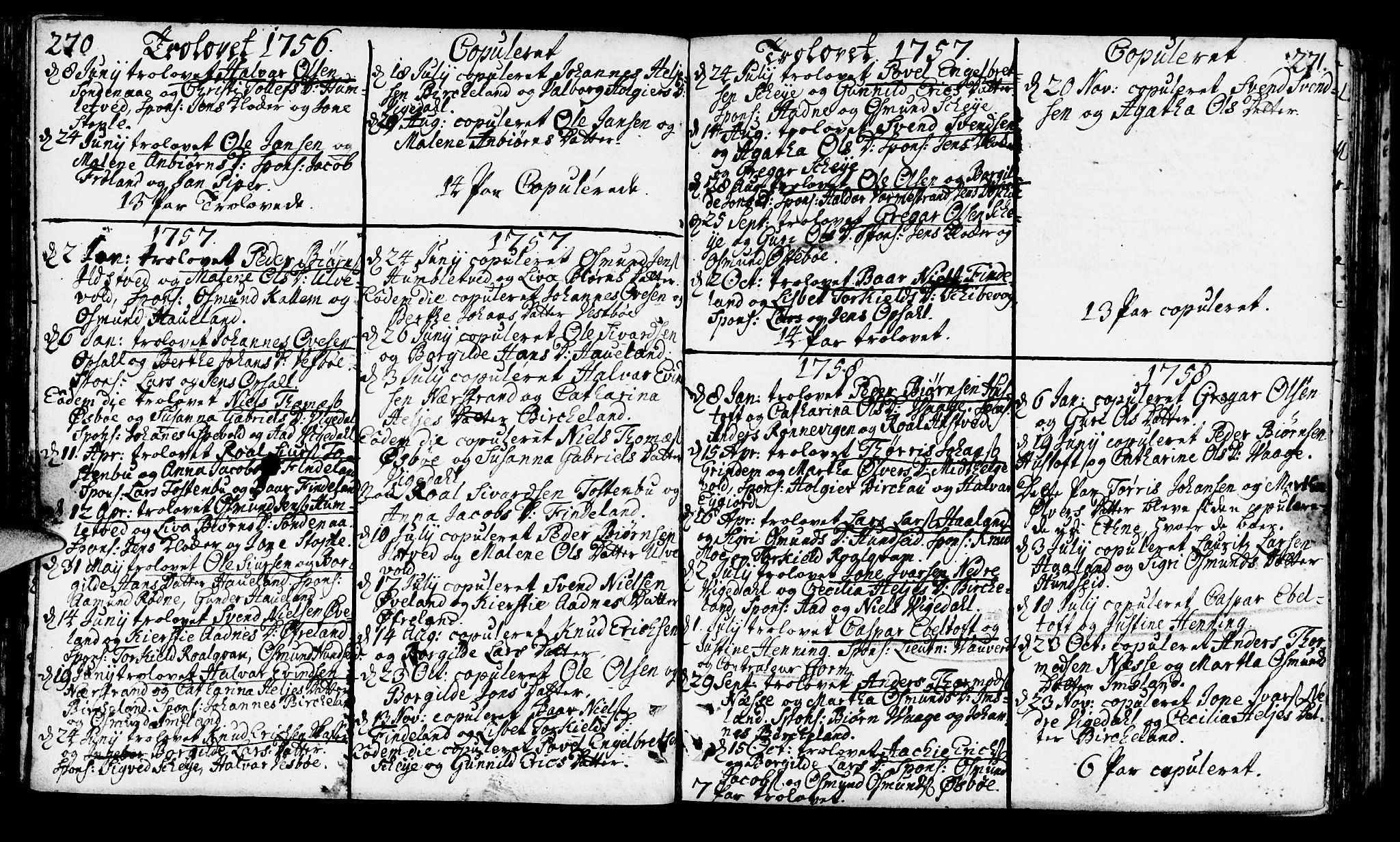 Vikedal sokneprestkontor, AV/SAST-A-101840/01/IV: Parish register (official) no. A 1, 1737-1778, p. 270-271