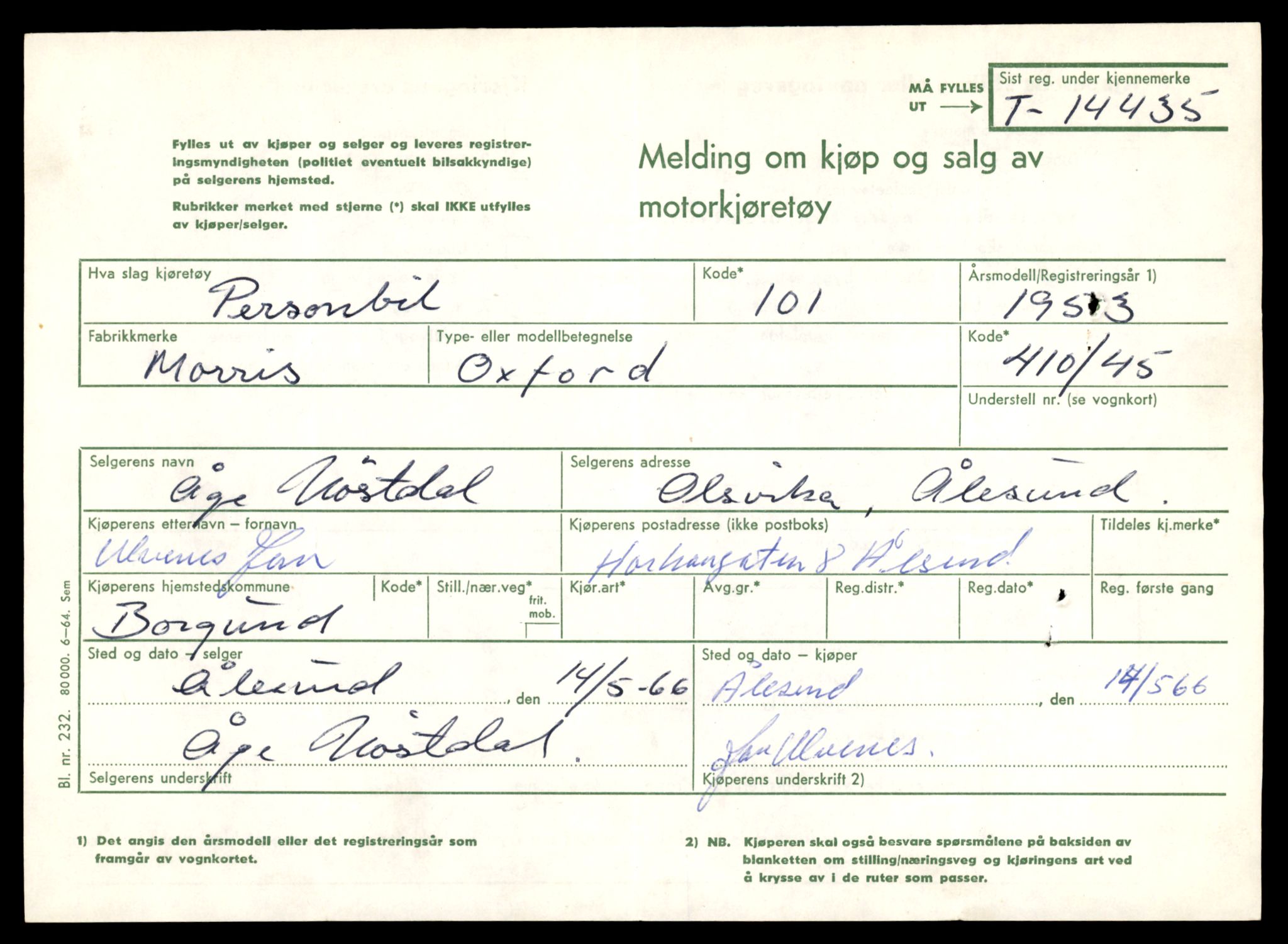 Møre og Romsdal vegkontor - Ålesund trafikkstasjon, SAT/A-4099/F/Fe/L0045: Registreringskort for kjøretøy T 14320 - T 14444, 1927-1998, p. 2972