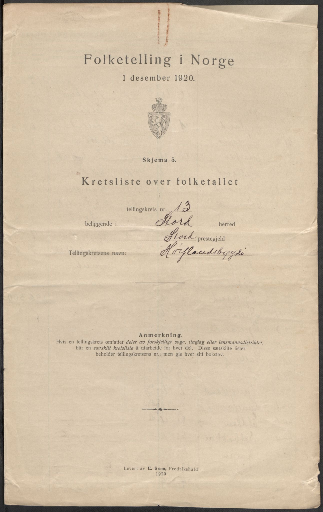 SAB, 1920 census for Stord, 1920, p. 41