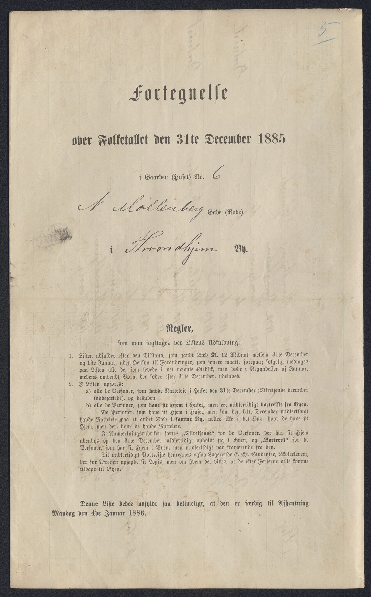 SAT, 1885 census for 1601 Trondheim, 1885, p. 2102