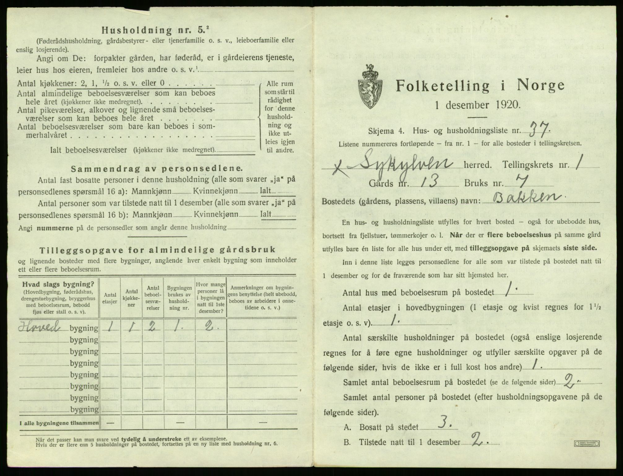 SAT, 1920 census for Sykkylven, 1920, p. 119