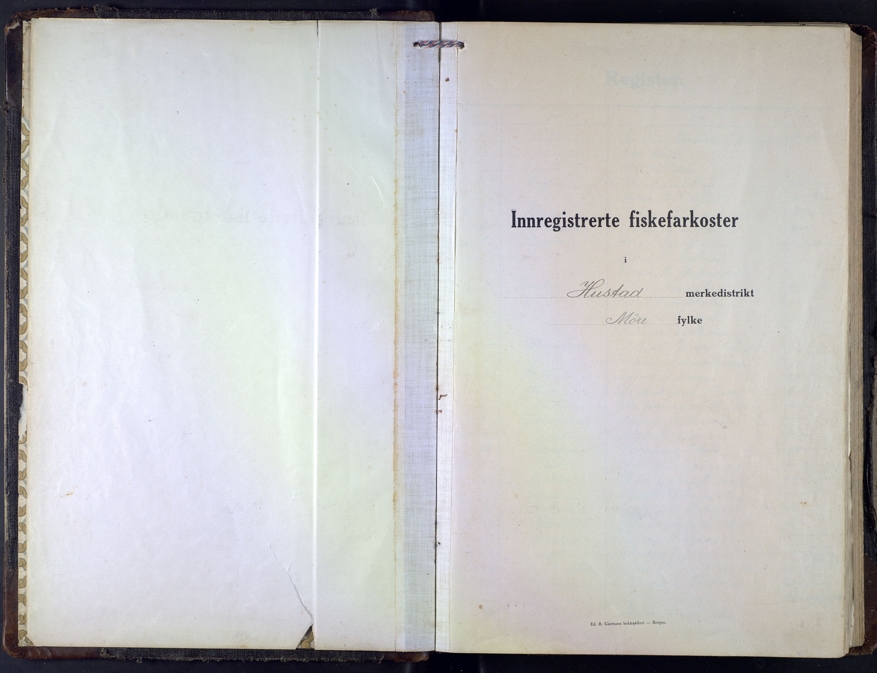 Fiskeridirektoratet - 1 Adm. ledelse - 13 Båtkontoret, SAB/A-2003/I/Ia/Iaf/L0062: 135.0626/1 Merkeprotokoll - Hustad, 1920-1963