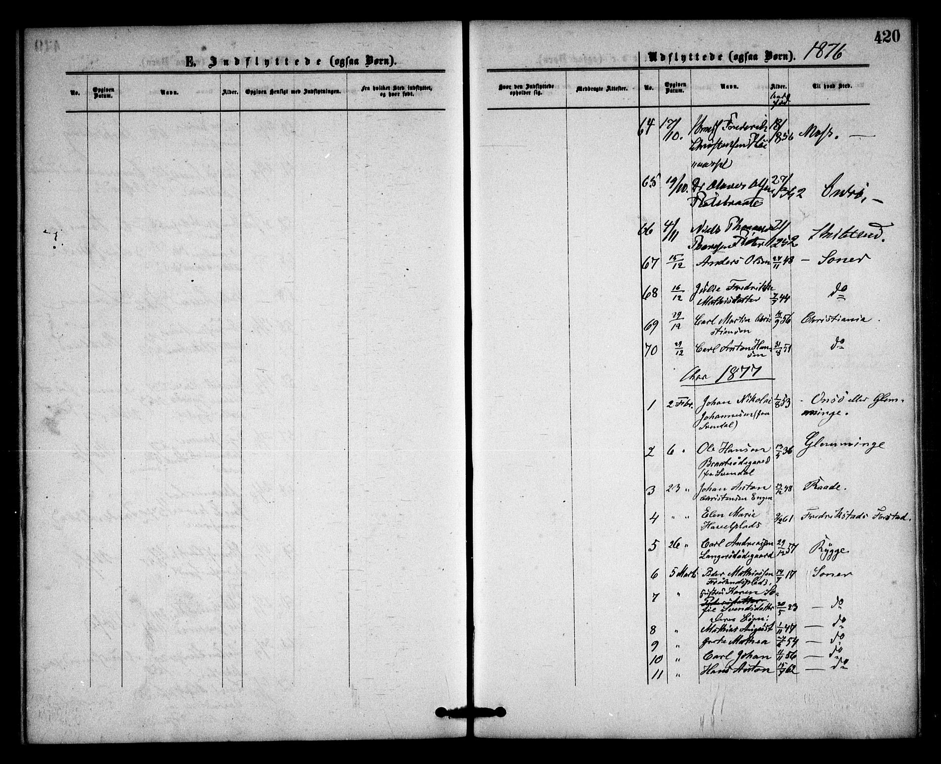 Våler prestekontor Kirkebøker, AV/SAO-A-11083/F/Fa/L0009: Parish register (official) no. I 9, 1873-1877, p. 420