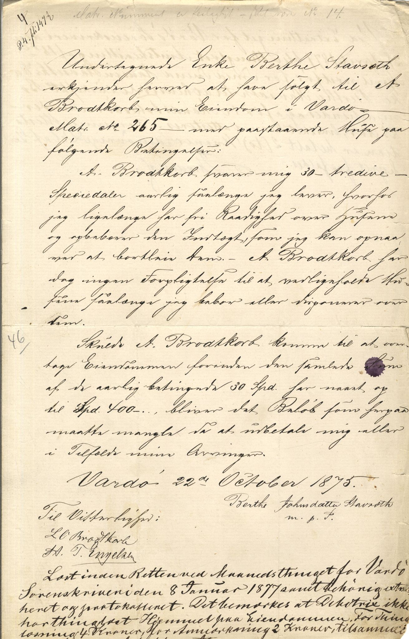Brodtkorb handel A/S, VAMU/A-0001/Q/Qb/L0001: Skjøter og grunnbrev i Vardø by, 1822-1943, p. 270