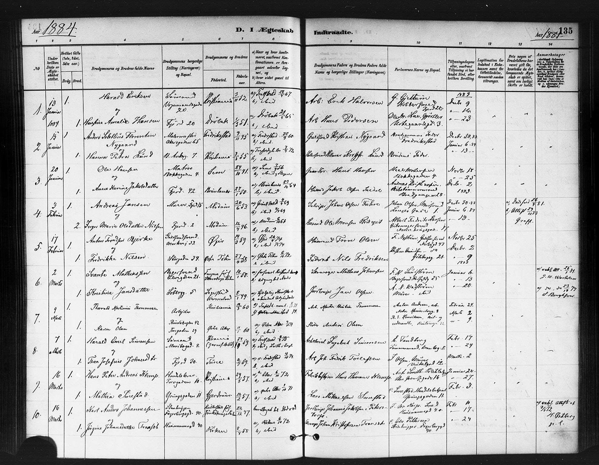 Jakob prestekontor Kirkebøker, SAO/A-10850/F/Fa/L0004: Parish register (official) no. 4, 1880-1894, p. 135