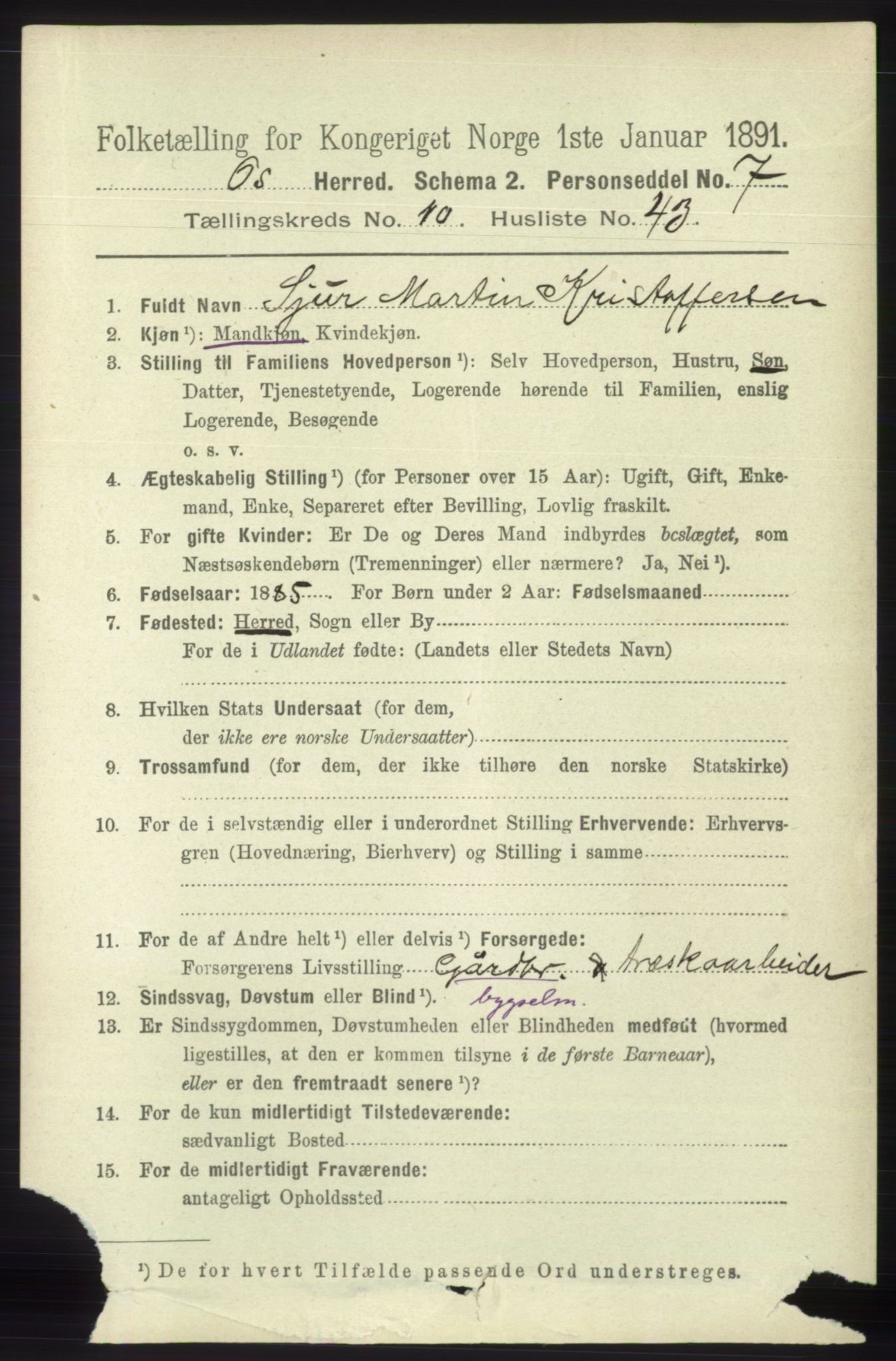 RA, 1891 census for 1243 Os, 1891, p. 2545