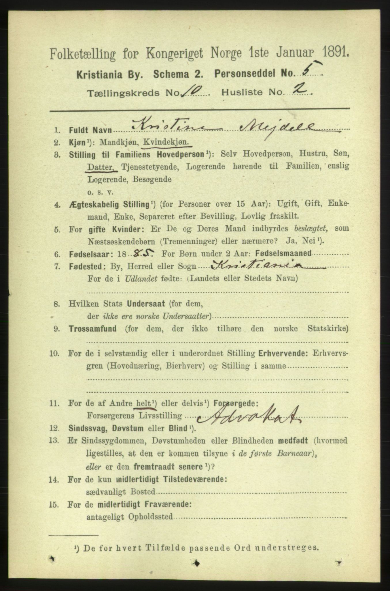 RA, 1891 census for 0301 Kristiania, 1891, p. 4225