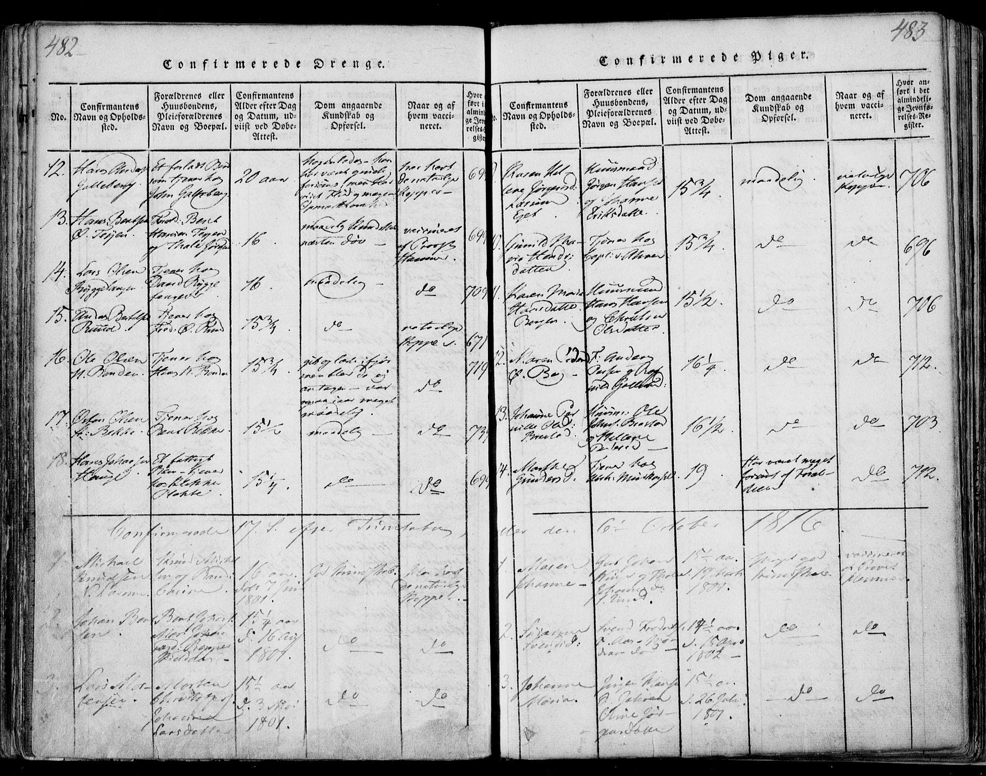 Sande Kirkebøker, SAKO/A-53/F/Fa/L0003: Parish register (official) no. 3, 1814-1847, p. 482-483