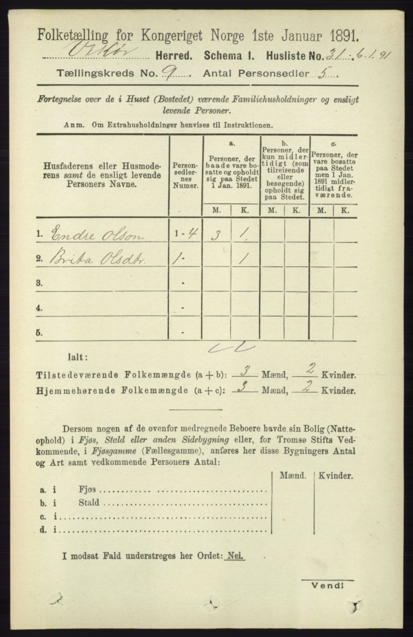 RA, 1891 census for 1238 Vikør, 1891, p. 2650