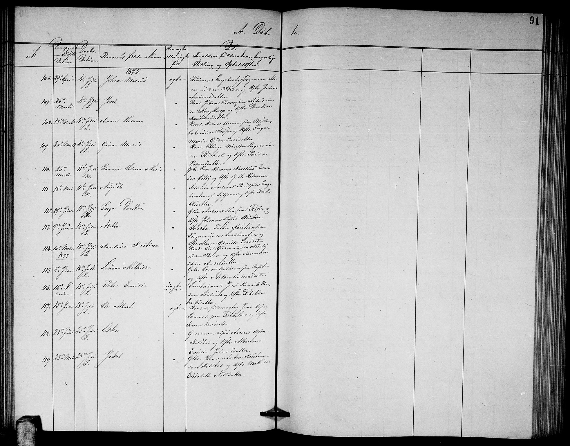 Høland prestekontor Kirkebøker, AV/SAO-A-10346a/G/Ga/L0006: Parish register (copy) no. I 6, 1869-1879, p. 91