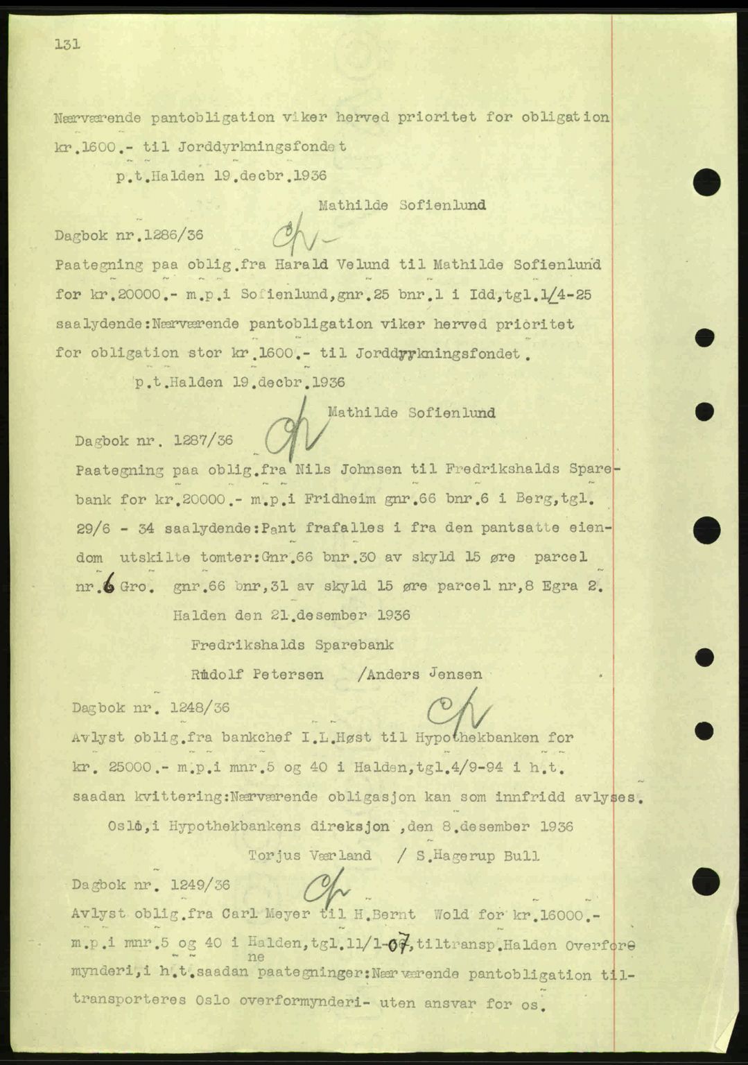Idd og Marker sorenskriveri, AV/SAO-A-10283/G/Gb/Gbc/L0001: Mortgage book no. B1-3, 1936-1939, Diary no: : 1286/1936