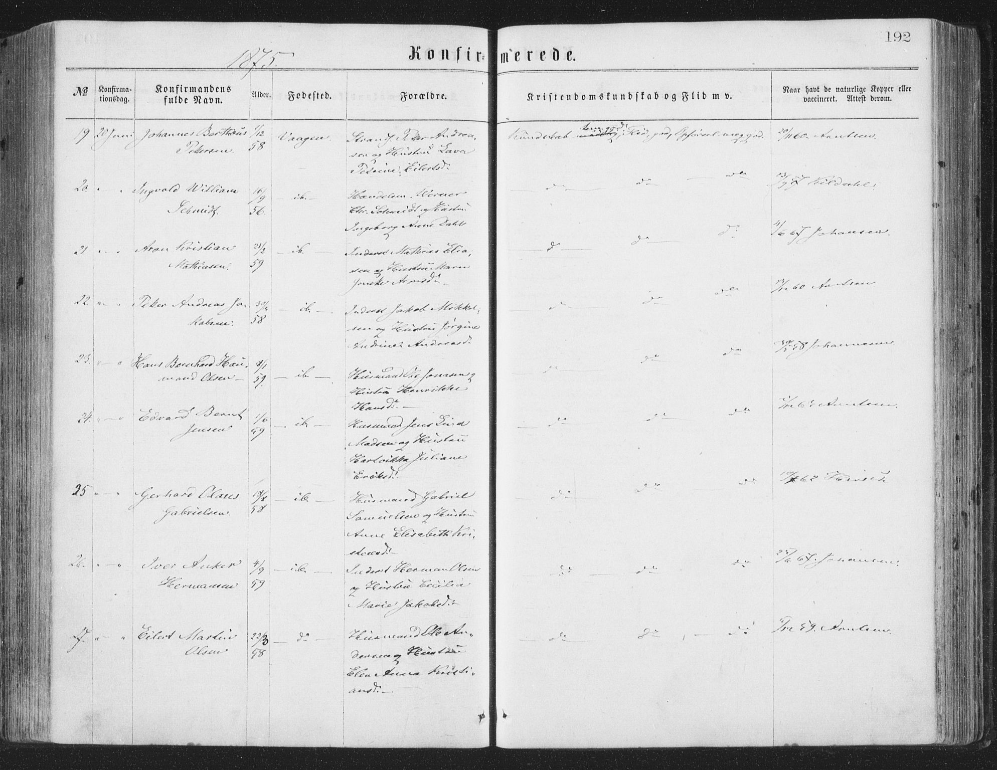 Ministerialprotokoller, klokkerbøker og fødselsregistre - Nordland, AV/SAT-A-1459/874/L1057: Parish register (official) no. 874A01, 1866-1877, p. 192