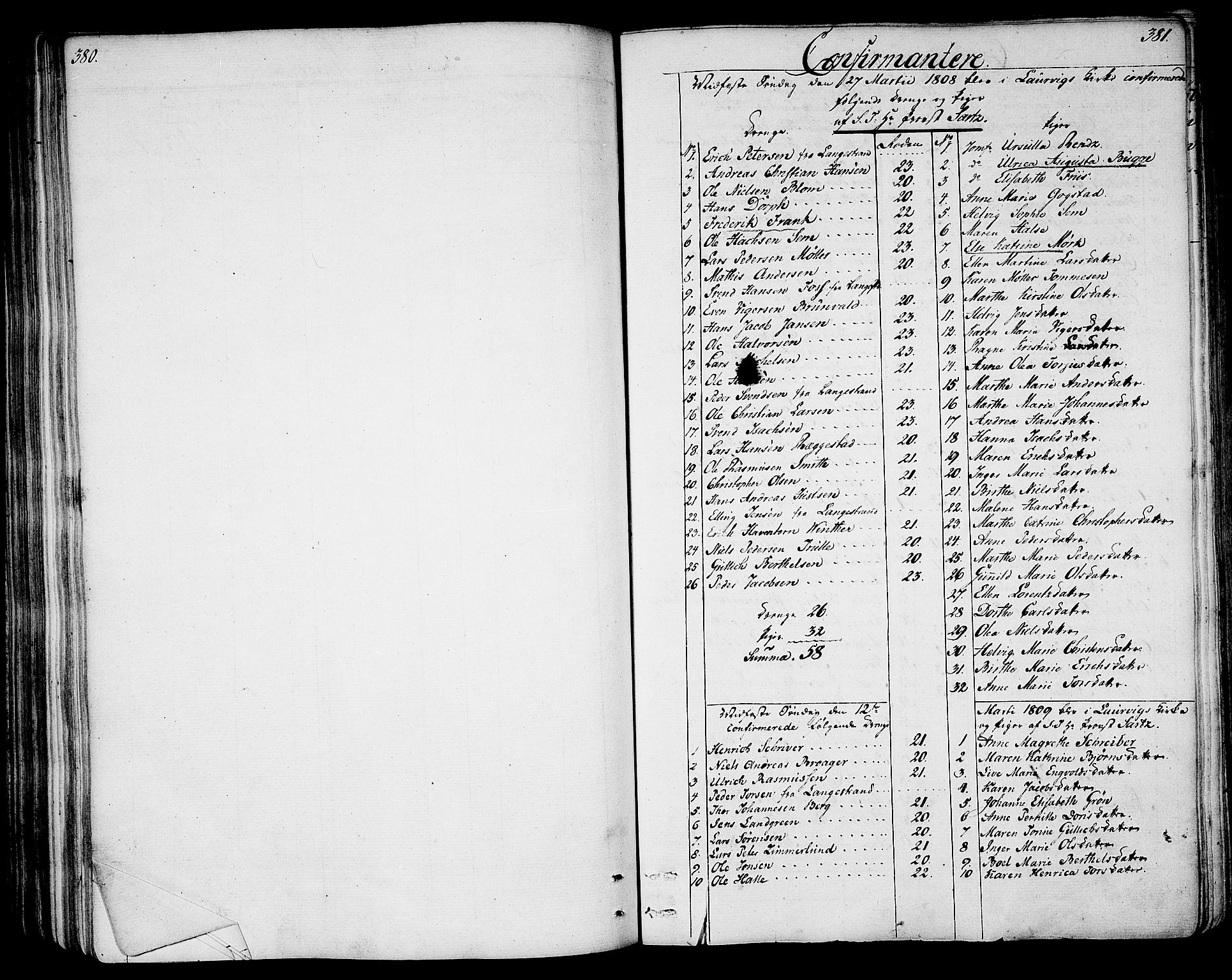 Larvik kirkebøker, AV/SAKO-A-352/G/Ga/L0002: Parish register (copy) no. I 2, 1807-1830, p. 380-381