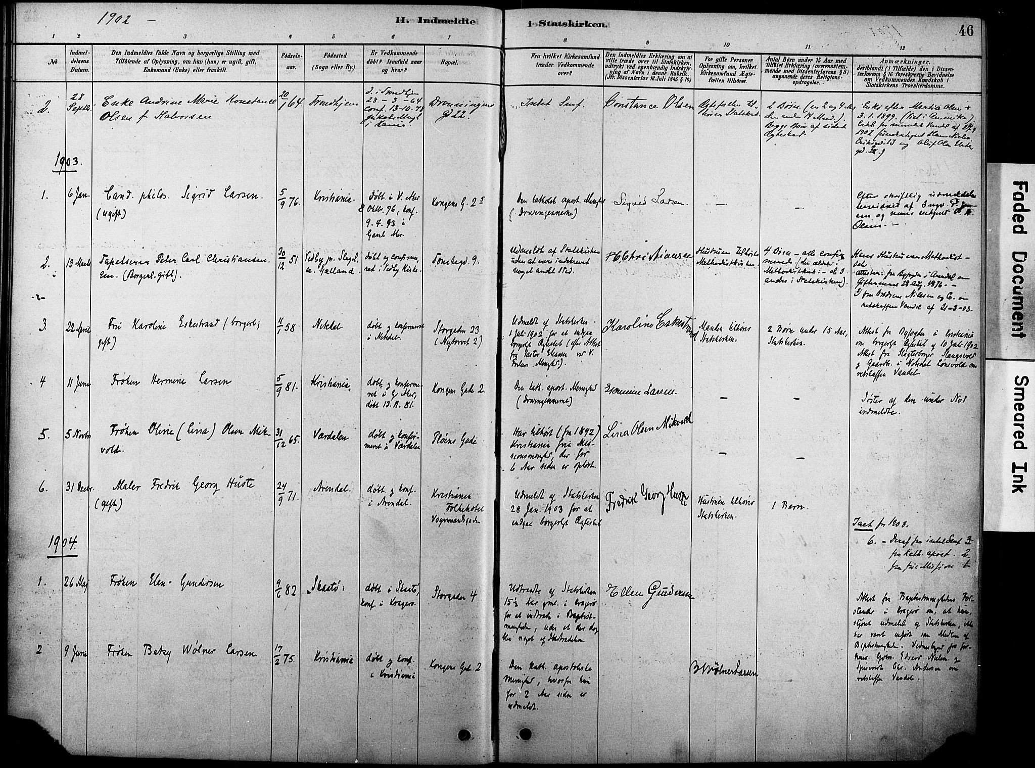 Oslo domkirke Kirkebøker, AV/SAO-A-10752/F/Fa/L0038: Parish register (official) no. 38, 1878-1921, p. 46