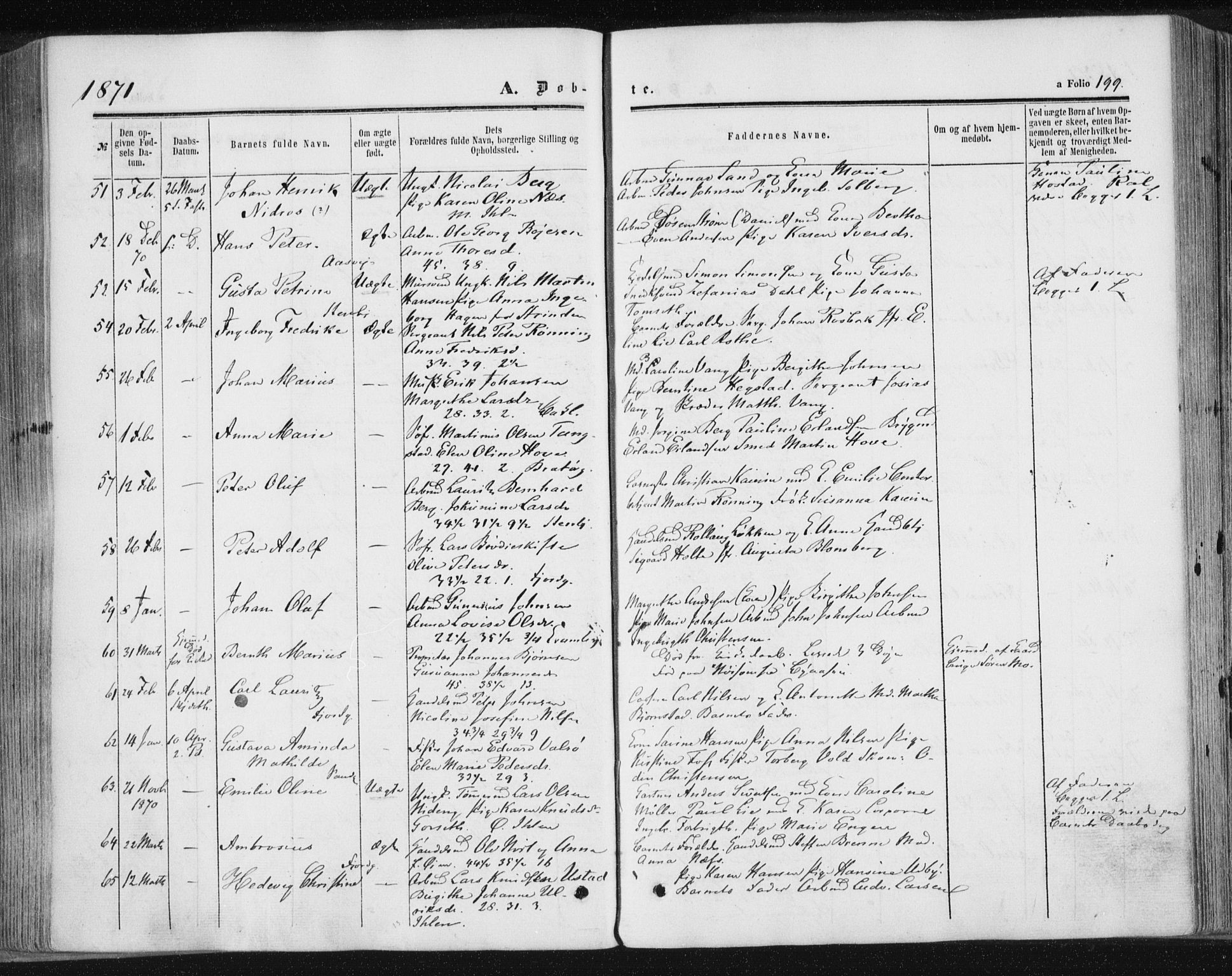 Ministerialprotokoller, klokkerbøker og fødselsregistre - Sør-Trøndelag, SAT/A-1456/602/L0115: Parish register (official) no. 602A13, 1860-1872, p. 199