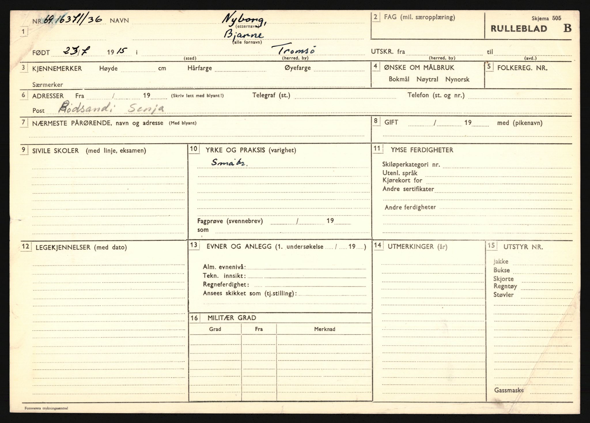 Forsvaret, Troms infanteriregiment nr. 16, AV/RA-RAFA-3146/P/Pa/L0020: Rulleblad for regimentets menige mannskaper, årsklasse 1936, 1936, p. 1001