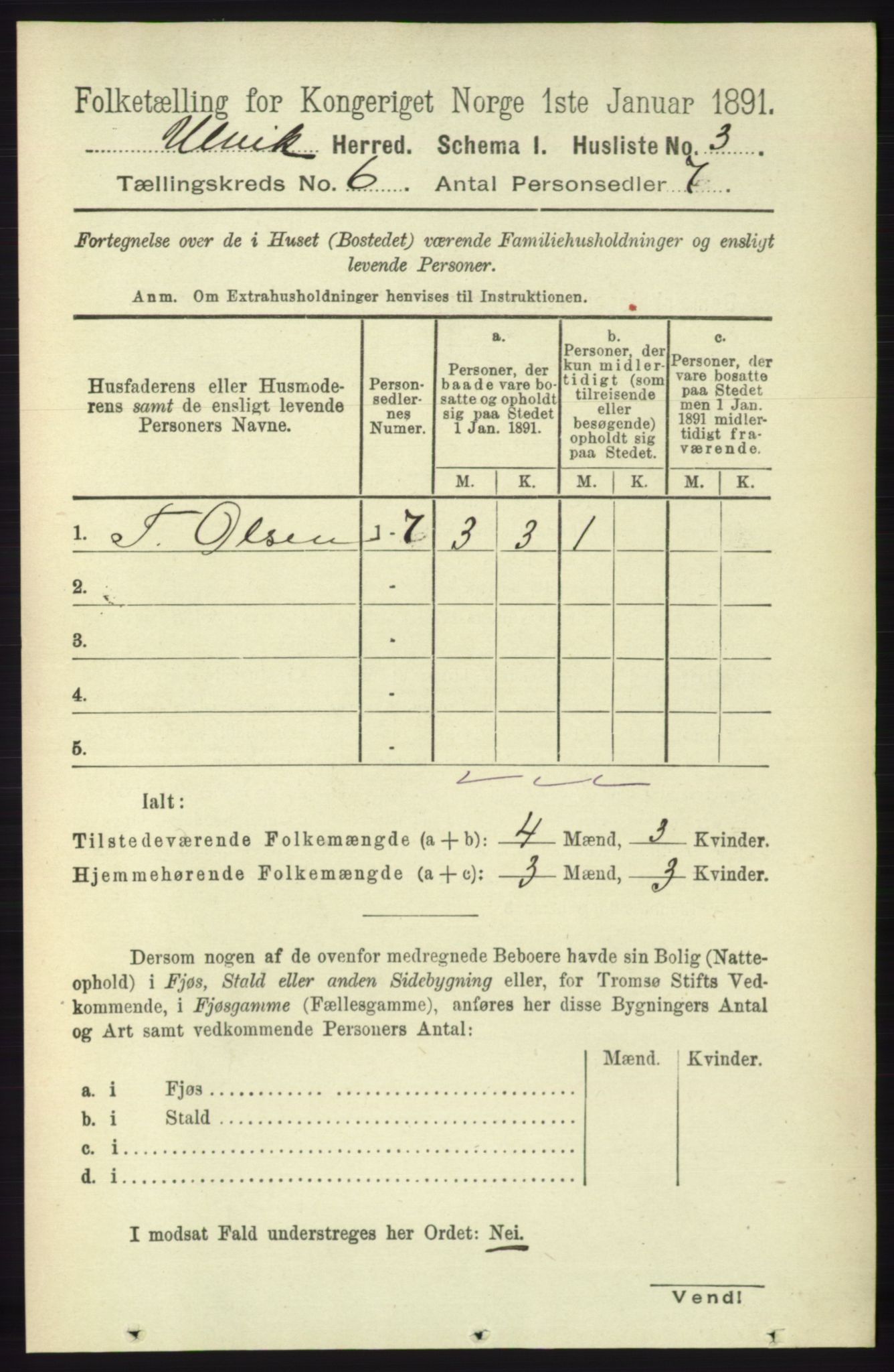 RA, 1891 census for 1233 Ulvik, 1891, p. 1798