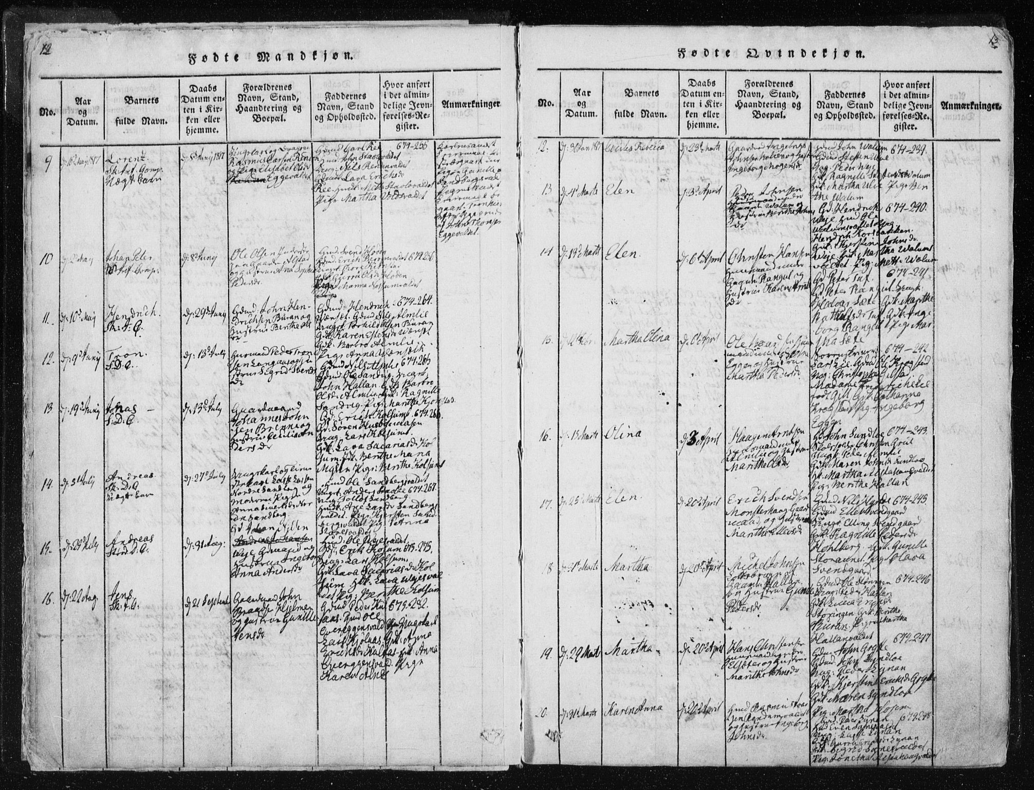 Ministerialprotokoller, klokkerbøker og fødselsregistre - Nord-Trøndelag, SAT/A-1458/717/L0148: Parish register (official) no. 717A04 /1, 1816-1825, p. 12-13