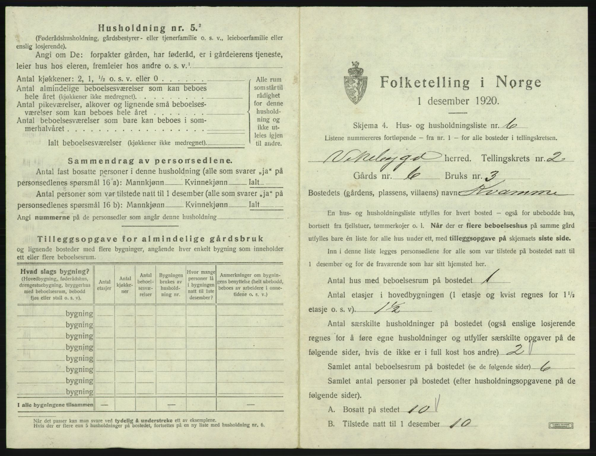 SAB, 1920 census for Vikebygd, 1920, p. 107