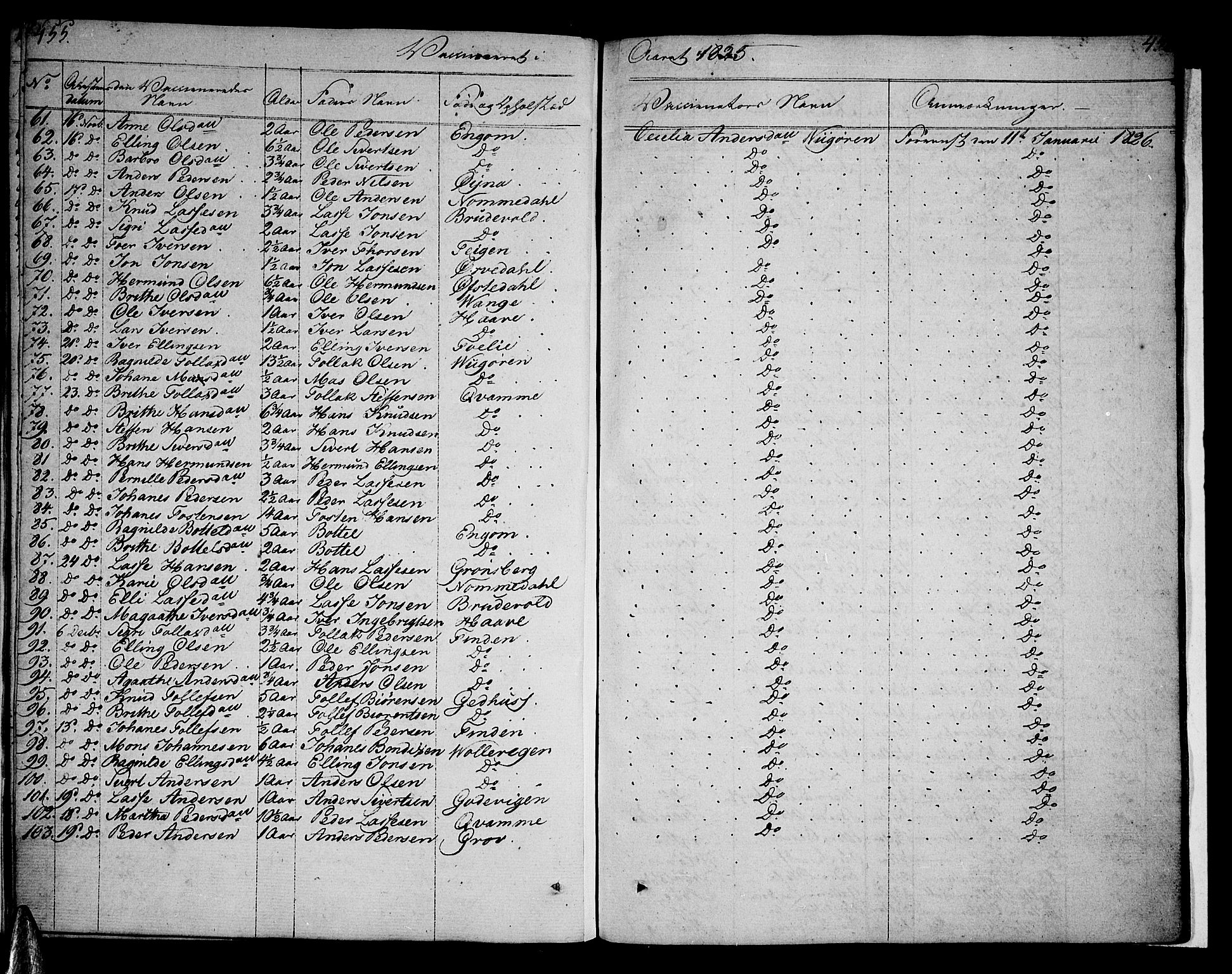 Vik sokneprestembete, AV/SAB-A-81501/H/Haa/Haaa/L0006: Parish register (official) no. A 6, 1821-1831, p. 455-456