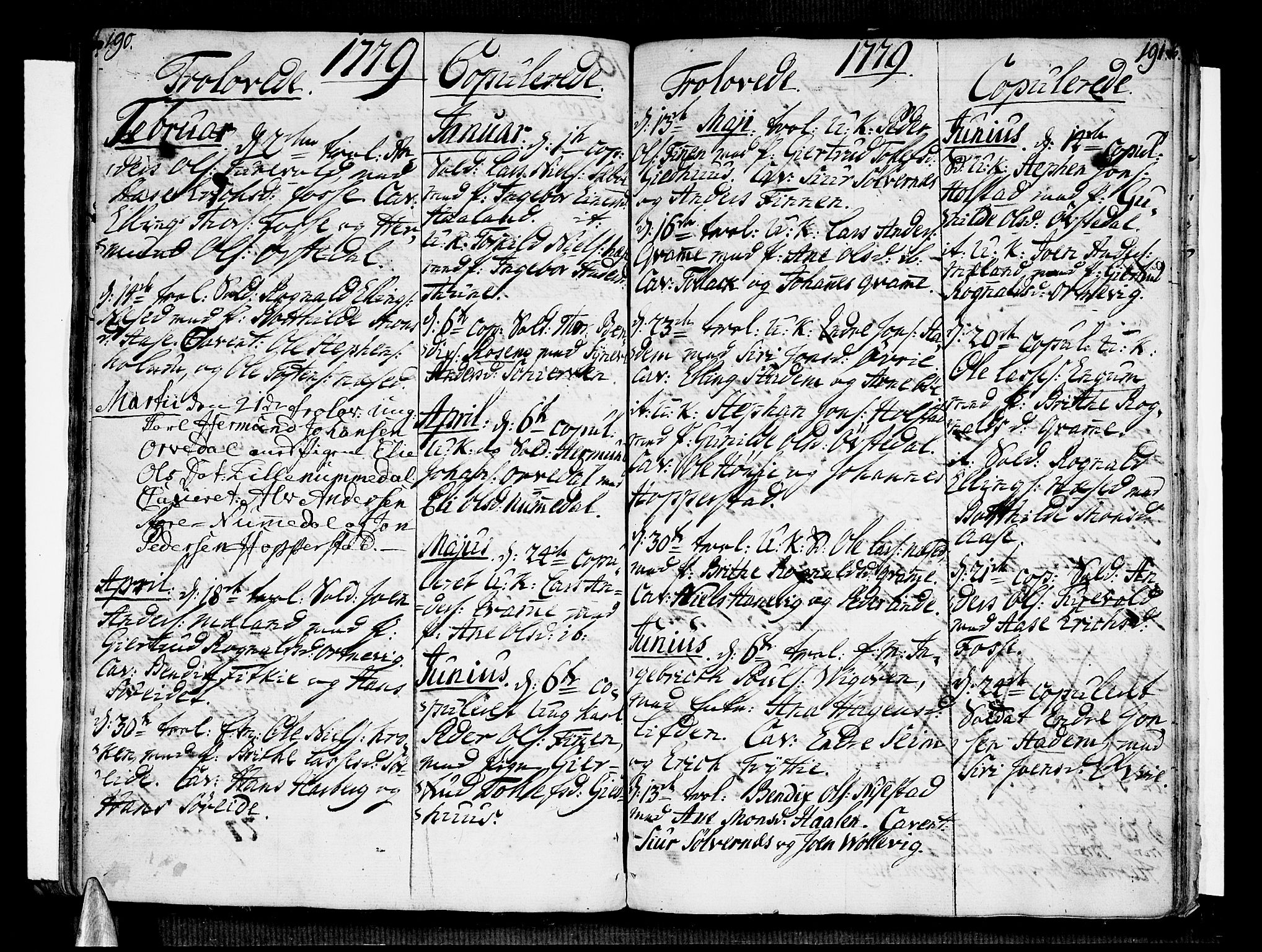 Vik sokneprestembete, SAB/A-81501: Parish register (official) no. A 4, 1772-1783, p. 190-191