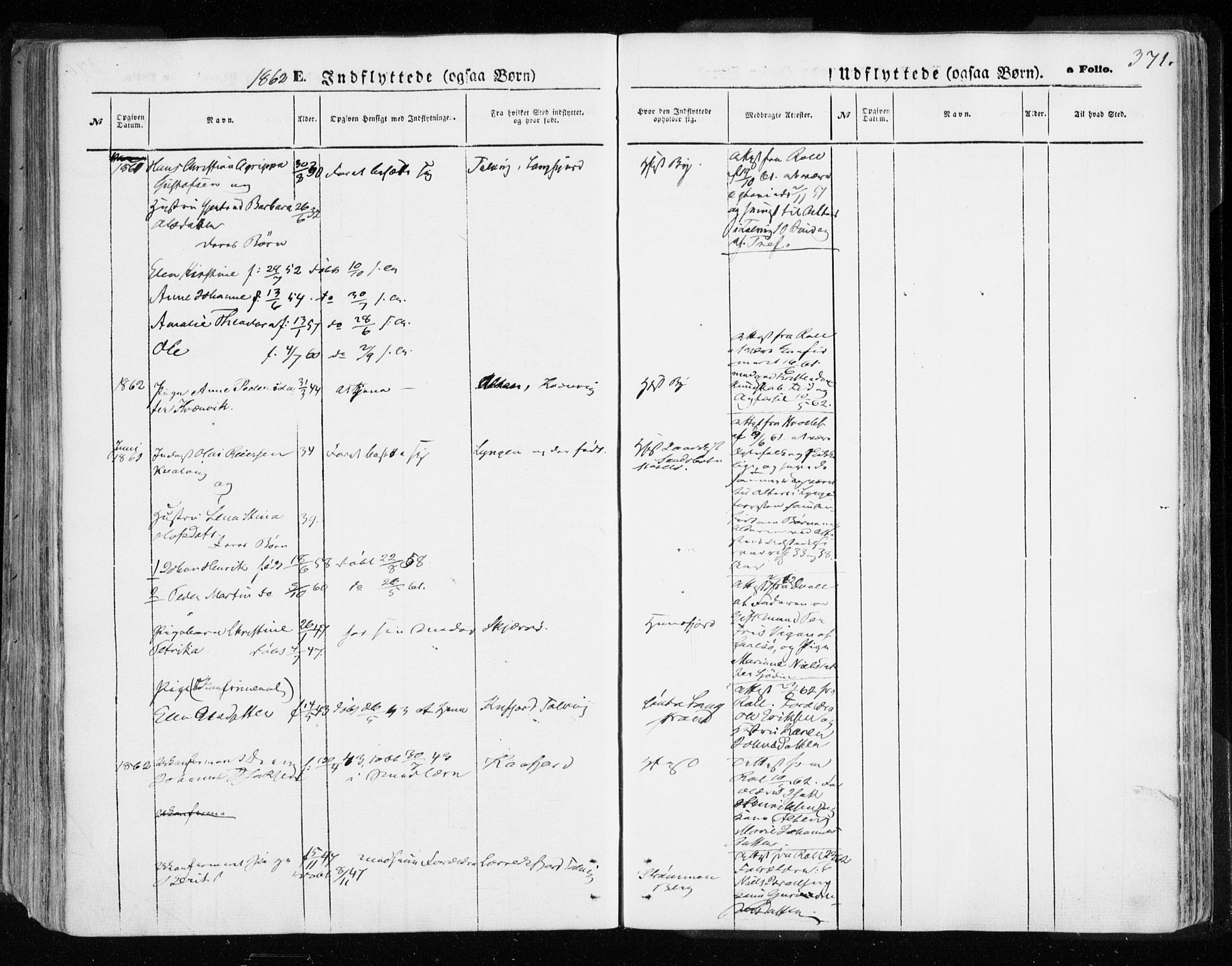 Hammerfest sokneprestkontor, AV/SATØ-S-1347/H/Ha/L0005.kirke: Parish register (official) no. 5, 1857-1869, p. 371