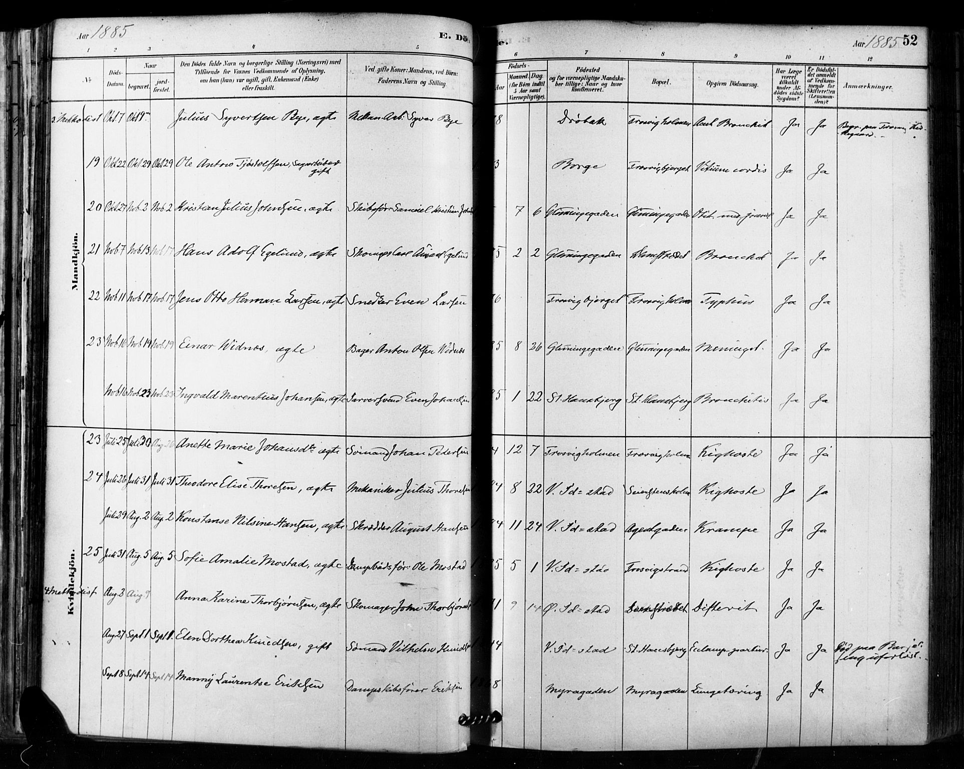 Fredrikstad domkirkes prestekontor Kirkebøker, AV/SAO-A-10906/F/Fa/L0003: Parish register (official) no. 3, 1878-1904, p. 52