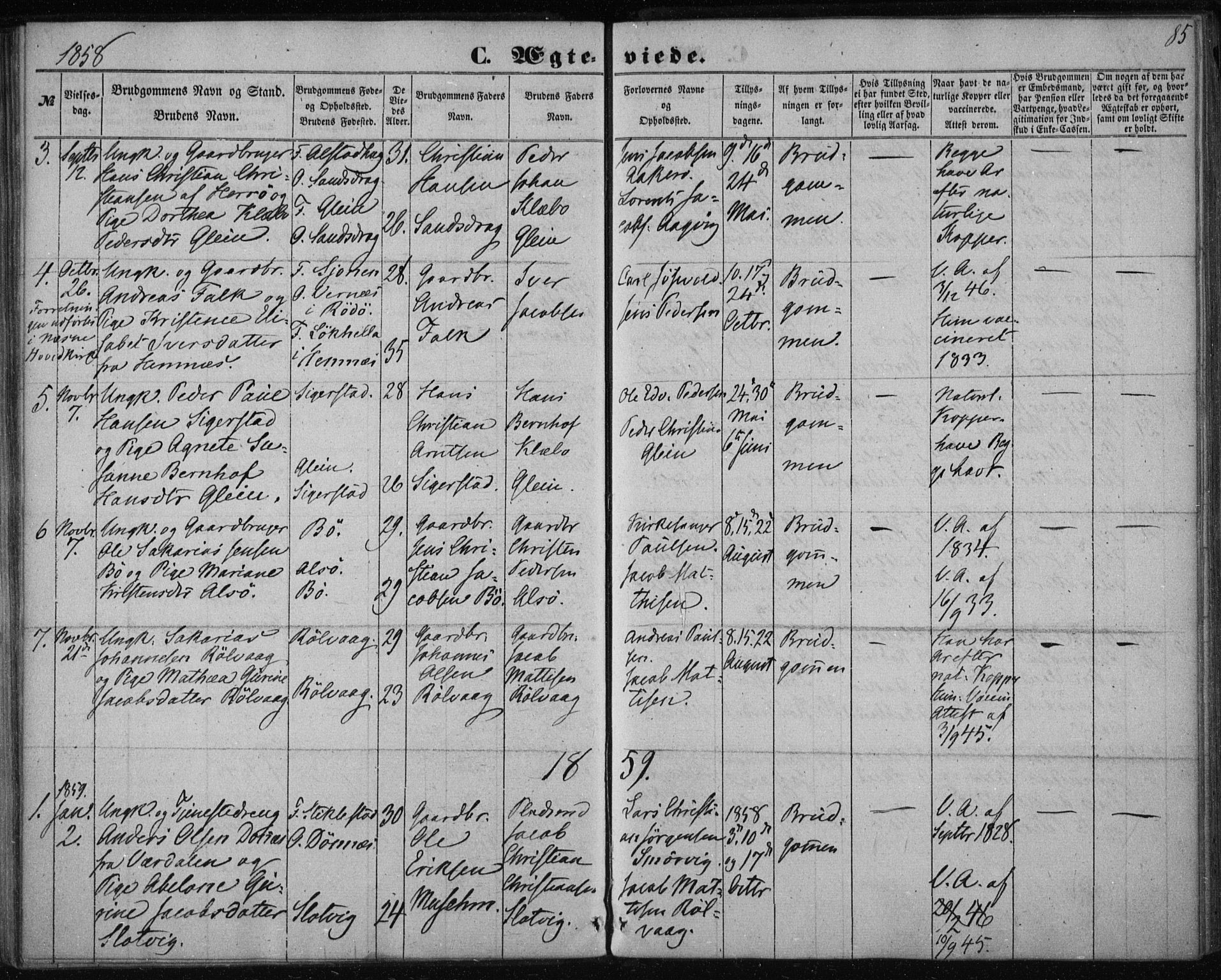 Ministerialprotokoller, klokkerbøker og fødselsregistre - Nordland, AV/SAT-A-1459/835/L0523: Parish register (official) no. 835A01, 1855-1865, p. 85