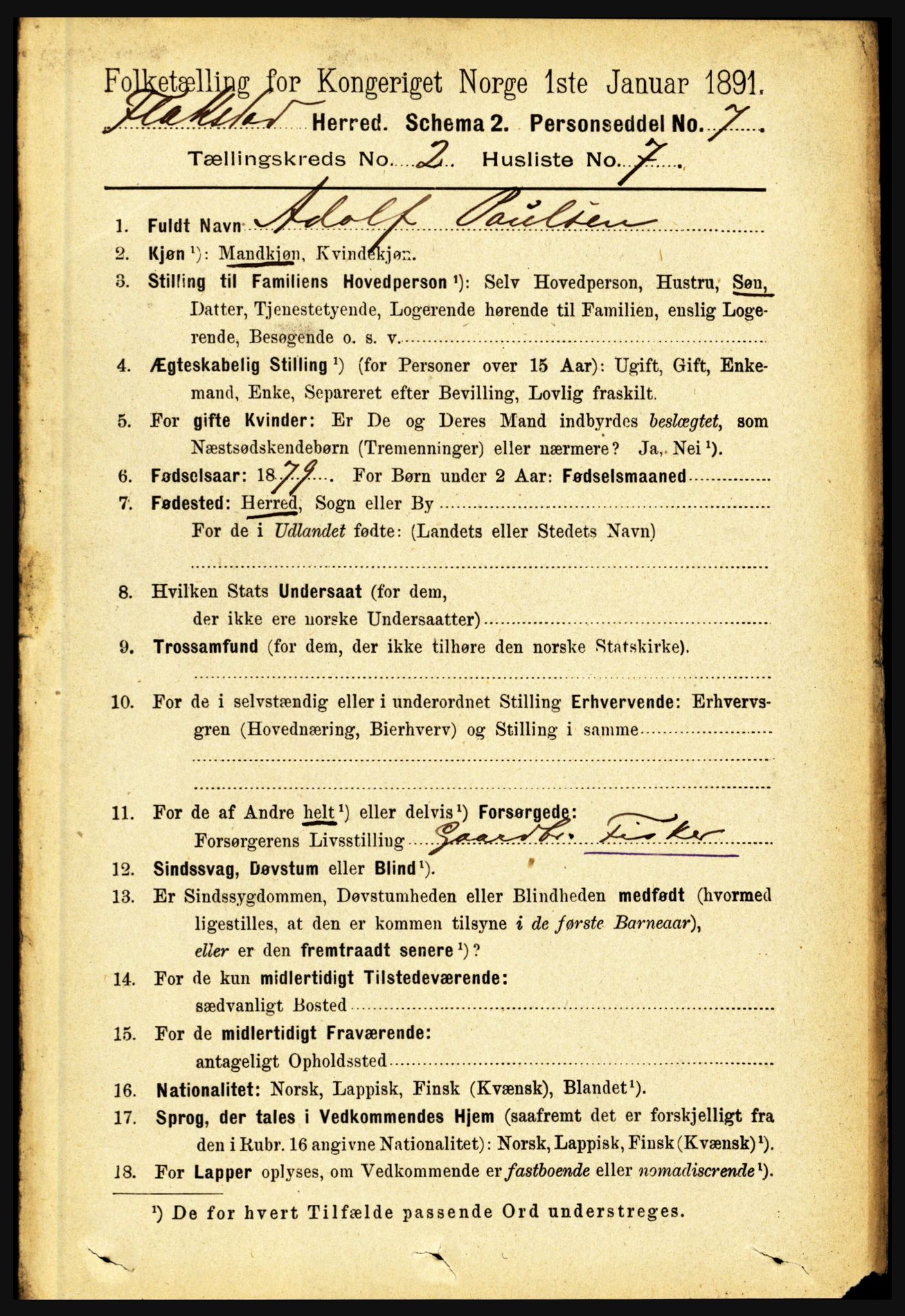 RA, 1891 census for 1859 Flakstad, 1891, p. 669