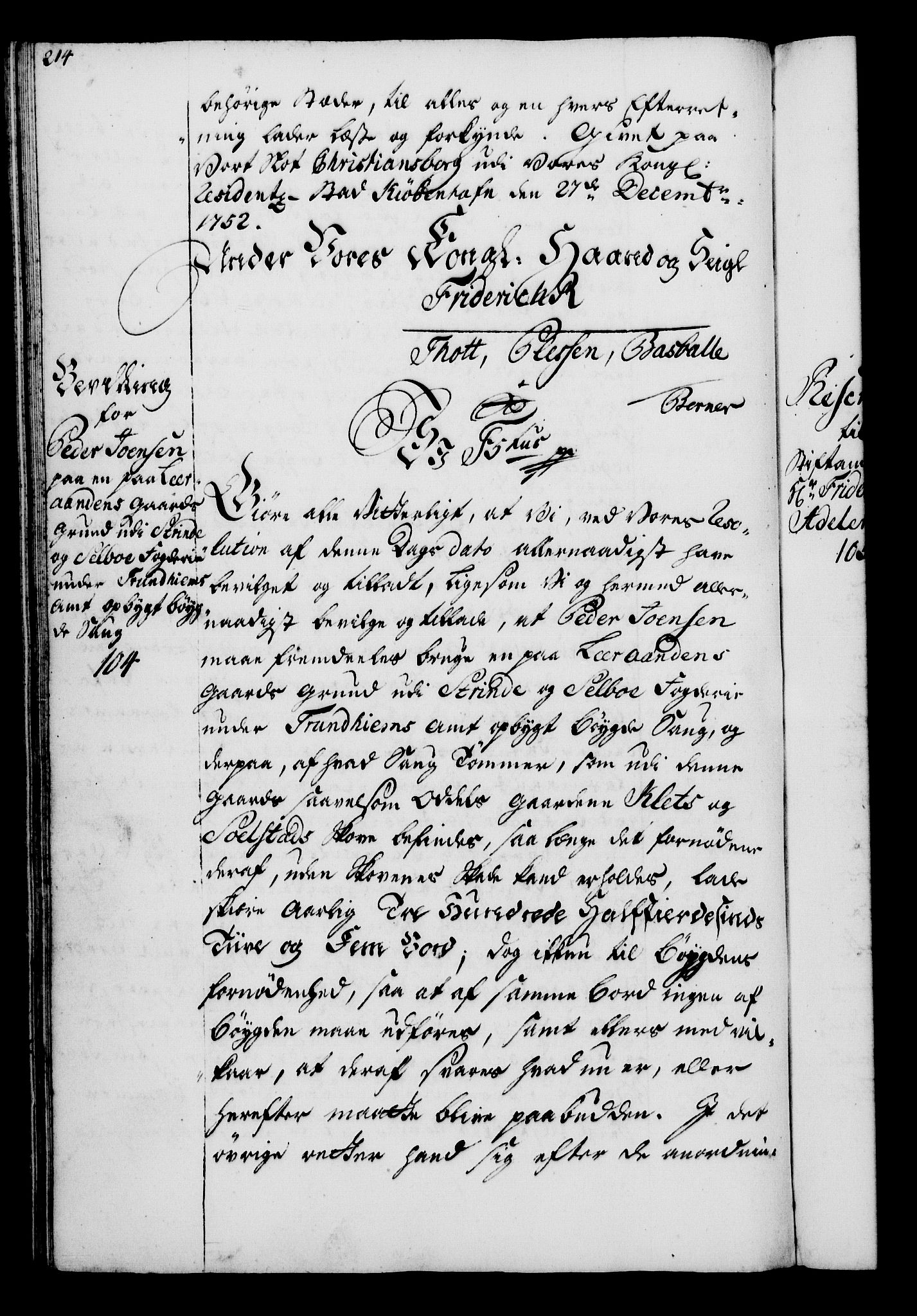 Rentekammeret, Kammerkanselliet, RA/EA-3111/G/Gg/Gga/L0006: Norsk ekspedisjonsprotokoll med register (merket RK 53.6), 1749-1759, p. 214