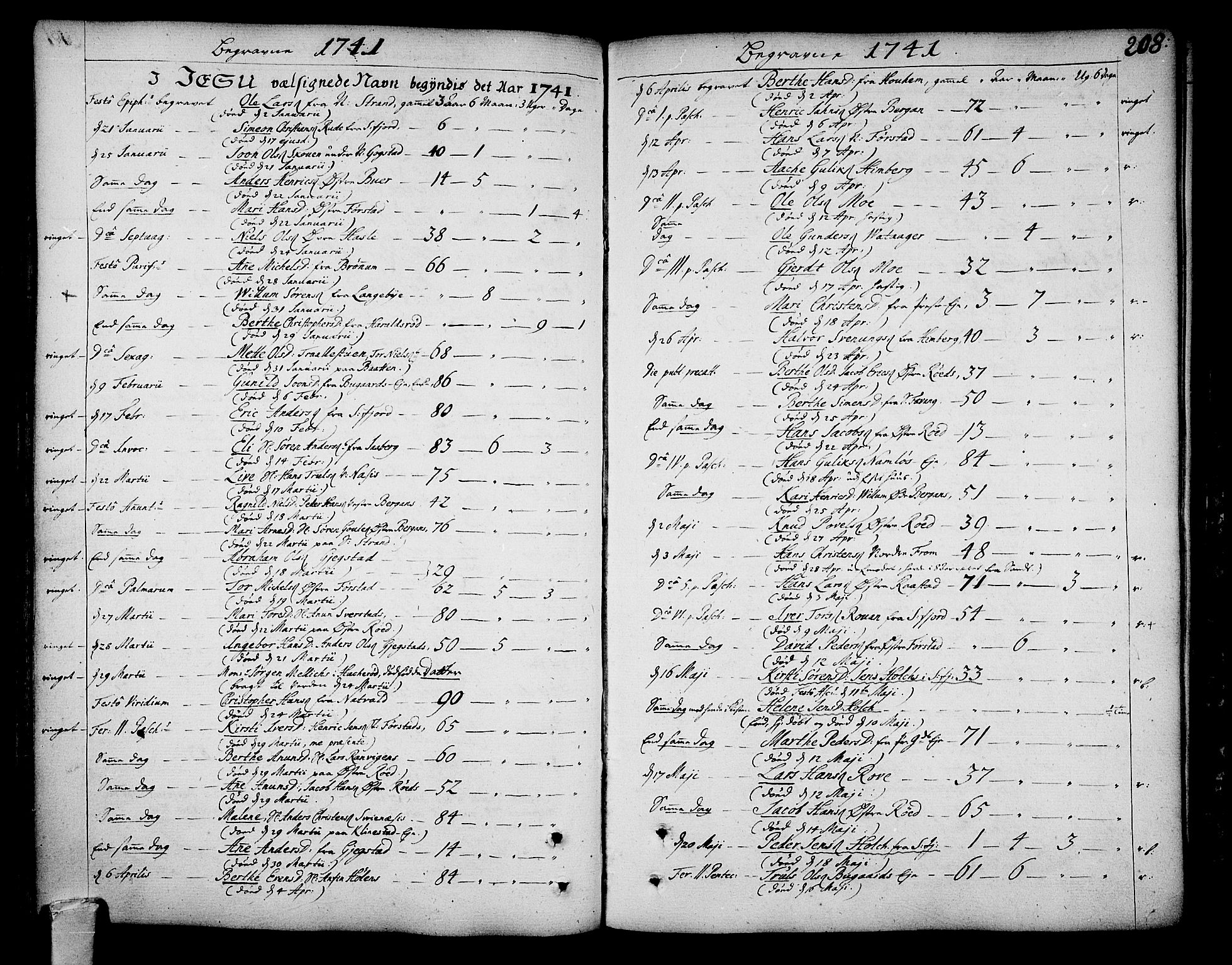 Sandar kirkebøker, SAKO/A-243/F/Fa/L0002: Parish register (official) no. 2, 1733-1788, p. 208