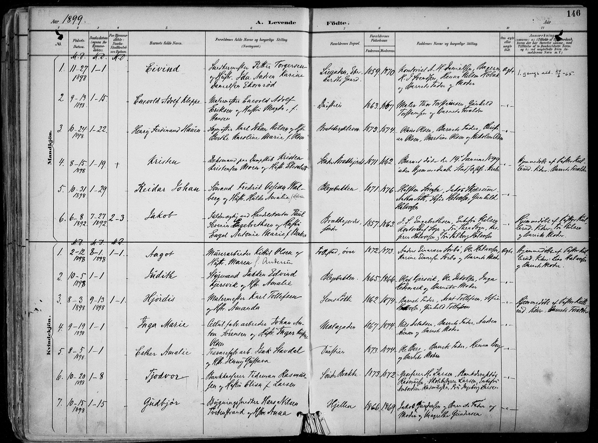 Skien kirkebøker, SAKO/A-302/F/Fa/L0010: Parish register (official) no. 10, 1891-1899, p. 146