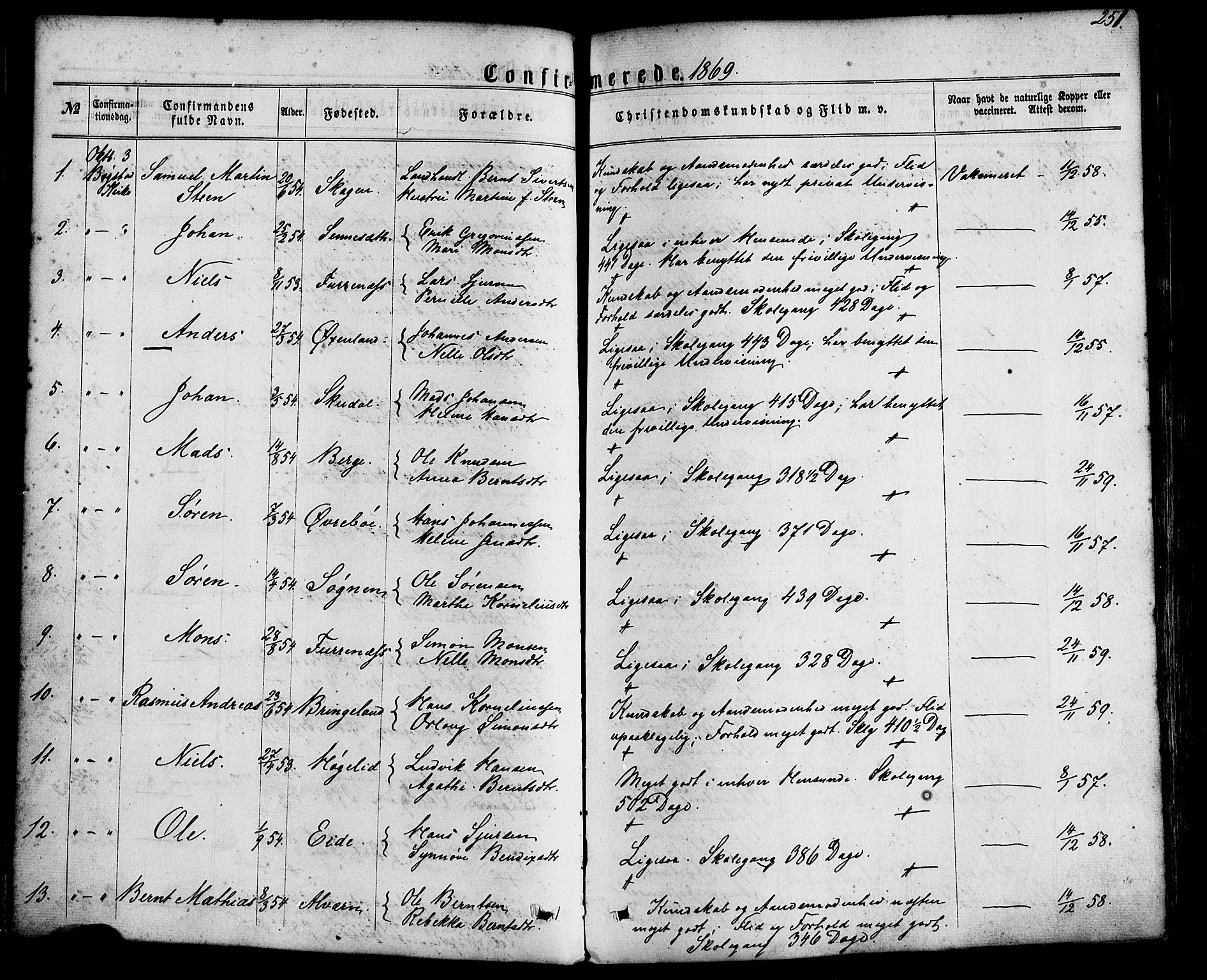 Gaular sokneprestembete, SAB/A-80001/H/Haa: Parish register (official) no. A 5, 1860-1881, p. 251
