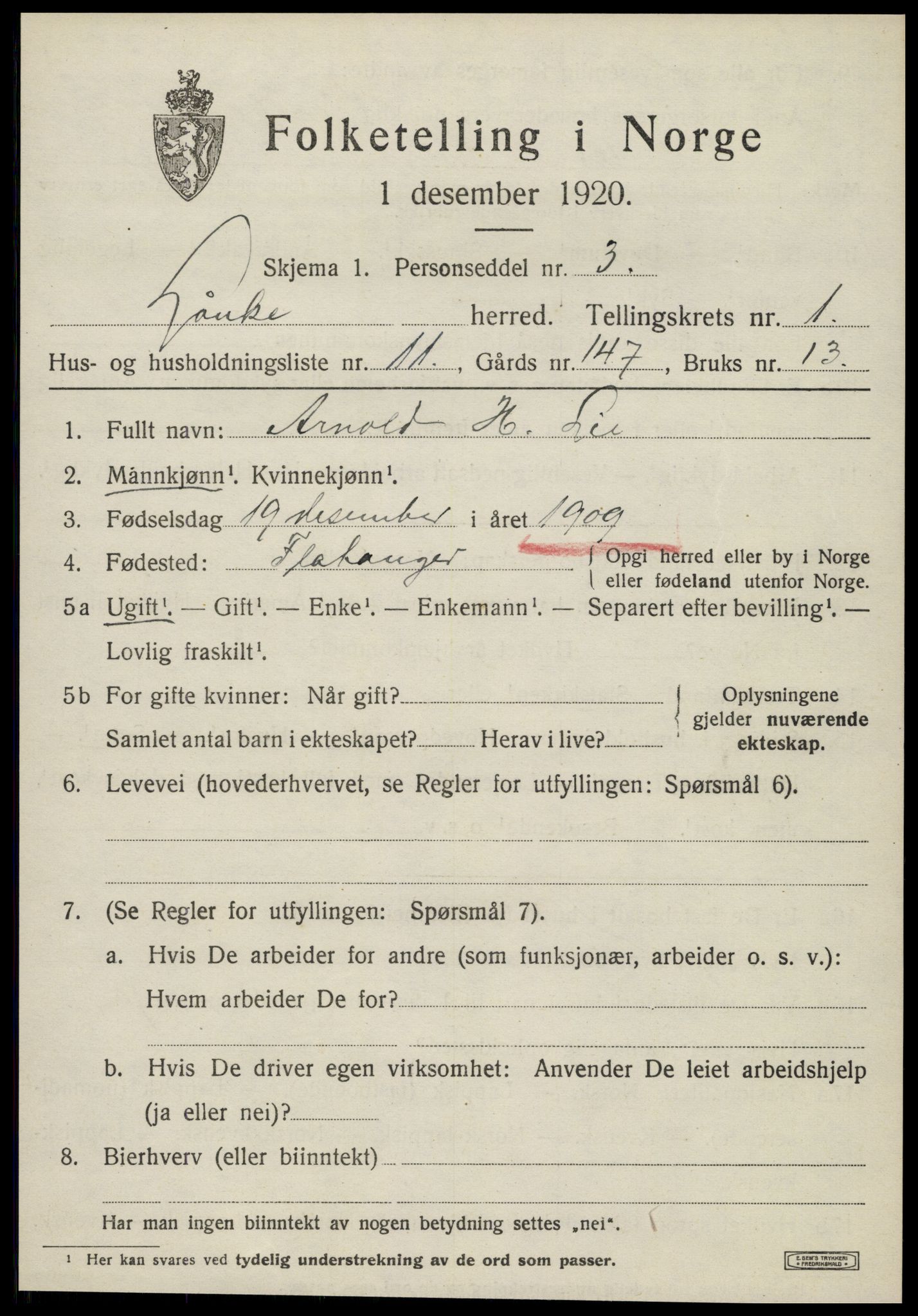 SAT, 1920 census for Lånke, 1920, p. 652