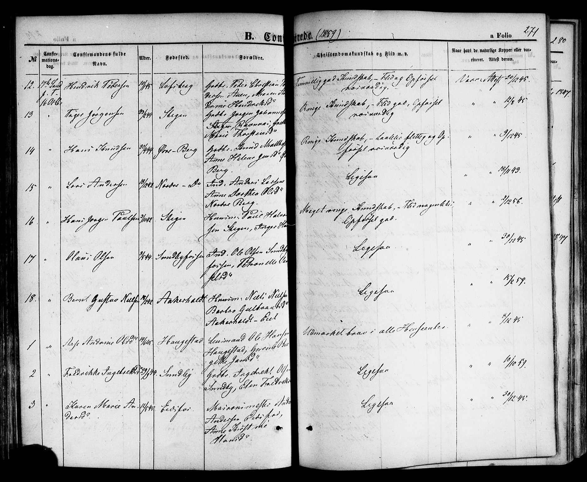 Hof kirkebøker, AV/SAKO-A-64/F/Fa/L0006: Parish register (official) no. I 6, 1851-1877, p. 271