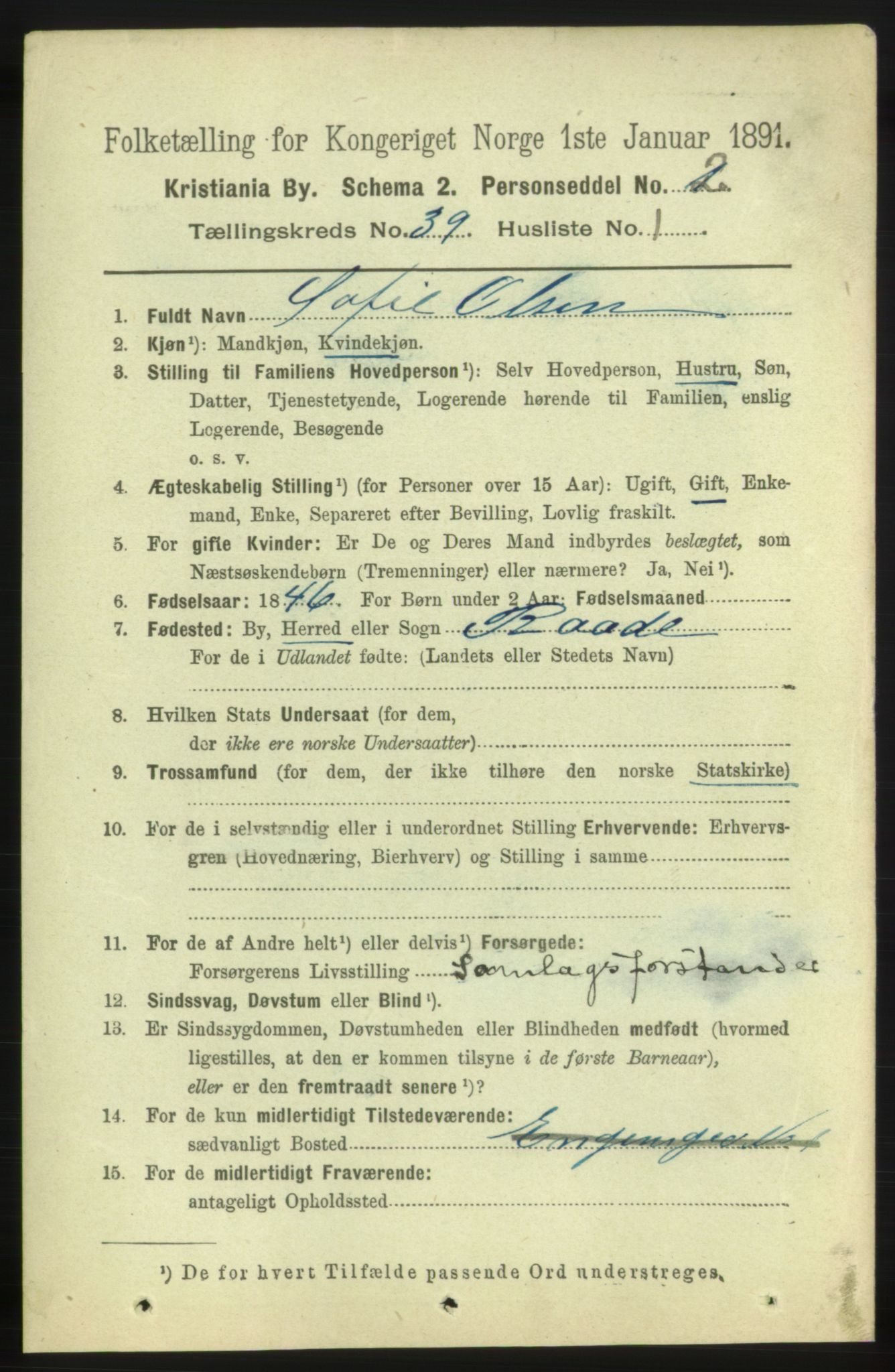 RA, 1891 census for 0301 Kristiania, 1891, p. 21955