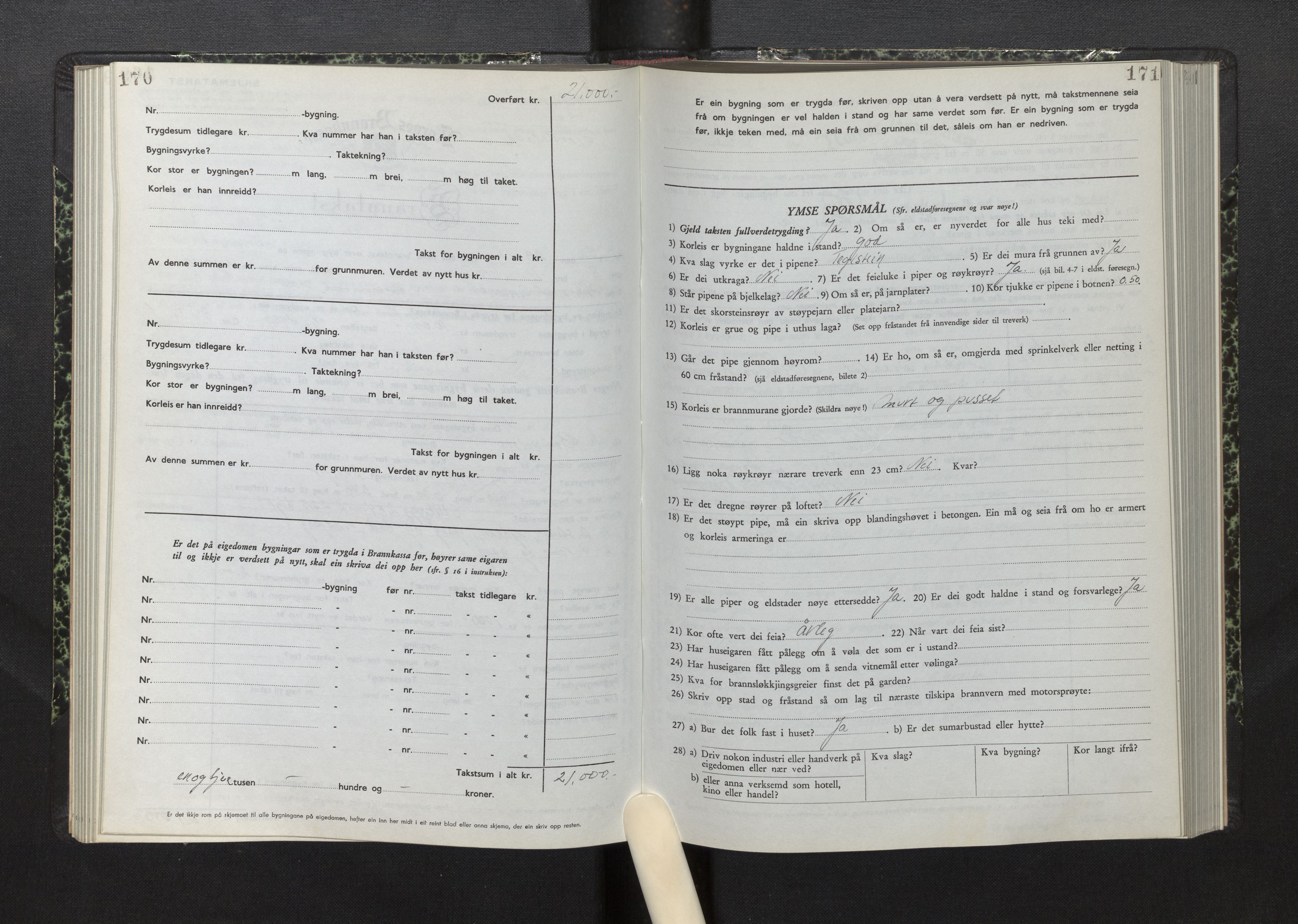 Lensmannen i Fitjar, SAB/A-32001/0012/L0001b: Branntakstprotokoll, skjematakst, 1949-1955, p. 170-171