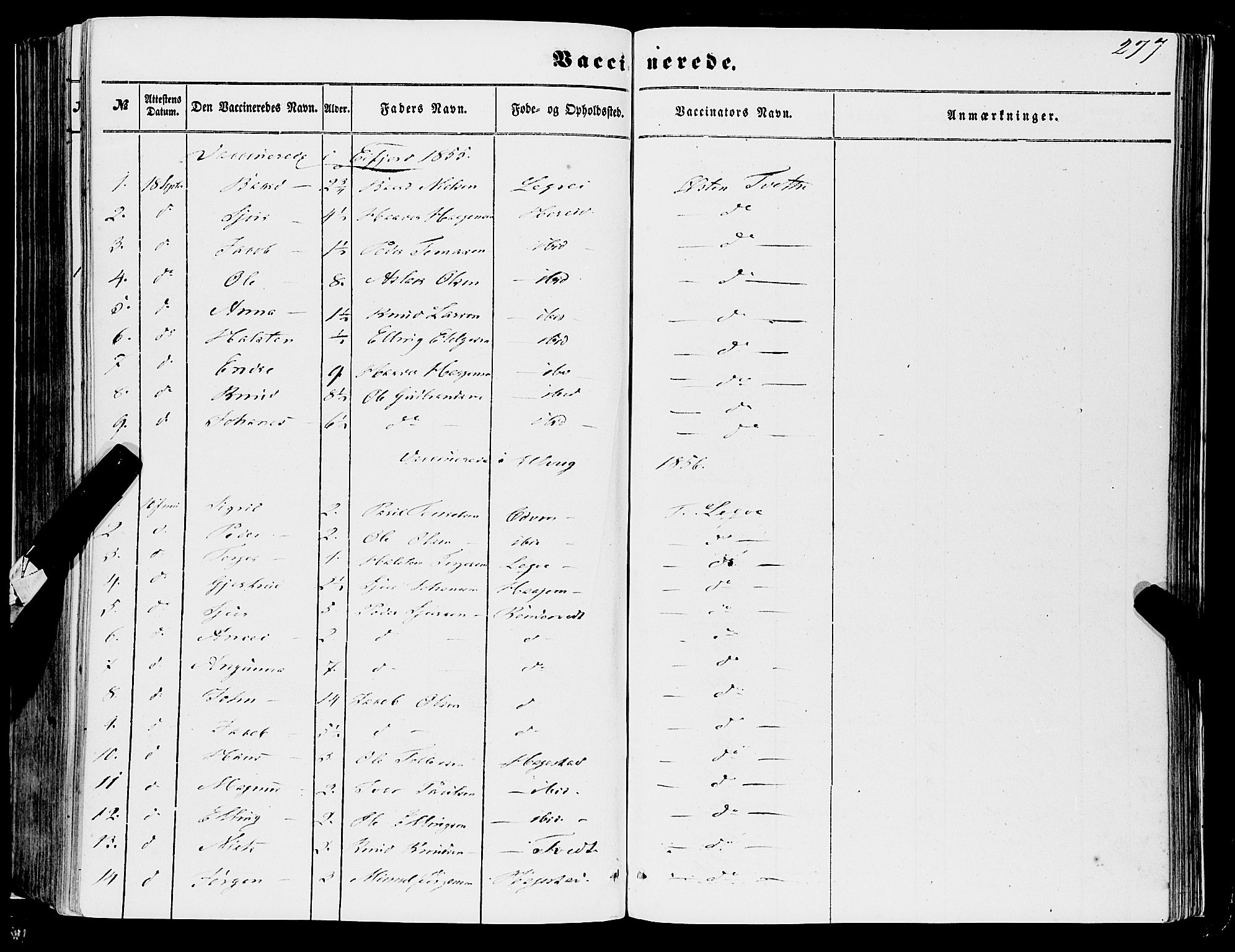 Ulvik sokneprestembete, SAB/A-78801/H/Haa: Parish register (official) no. A 13, 1853-1863, p. 277