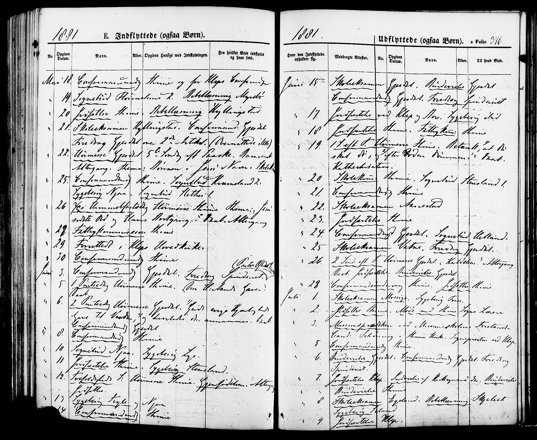 Lye sokneprestkontor, AV/SAST-A-101794/001/30BA/L0008: Parish register (official) no. A 7, 1872-1881, p. 376