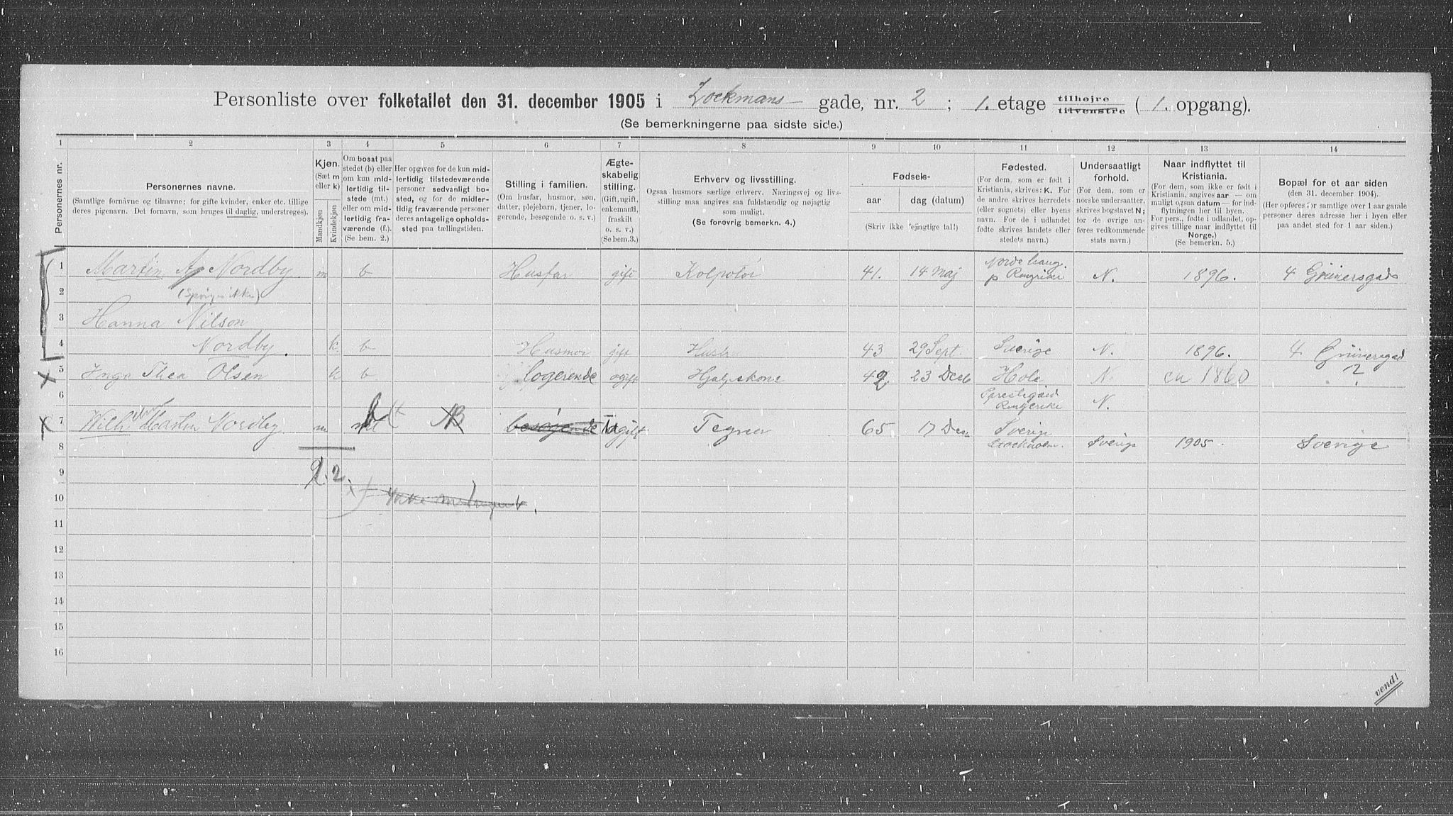 OBA, Municipal Census 1905 for Kristiania, 1905, p. 30610