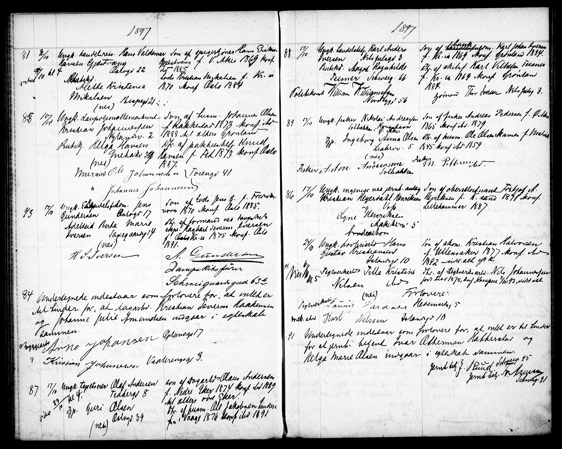 Gamlebyen prestekontor Kirkebøker, AV/SAO-A-10884/H/Ha/L0001: Banns register no. 1, 1891-1898