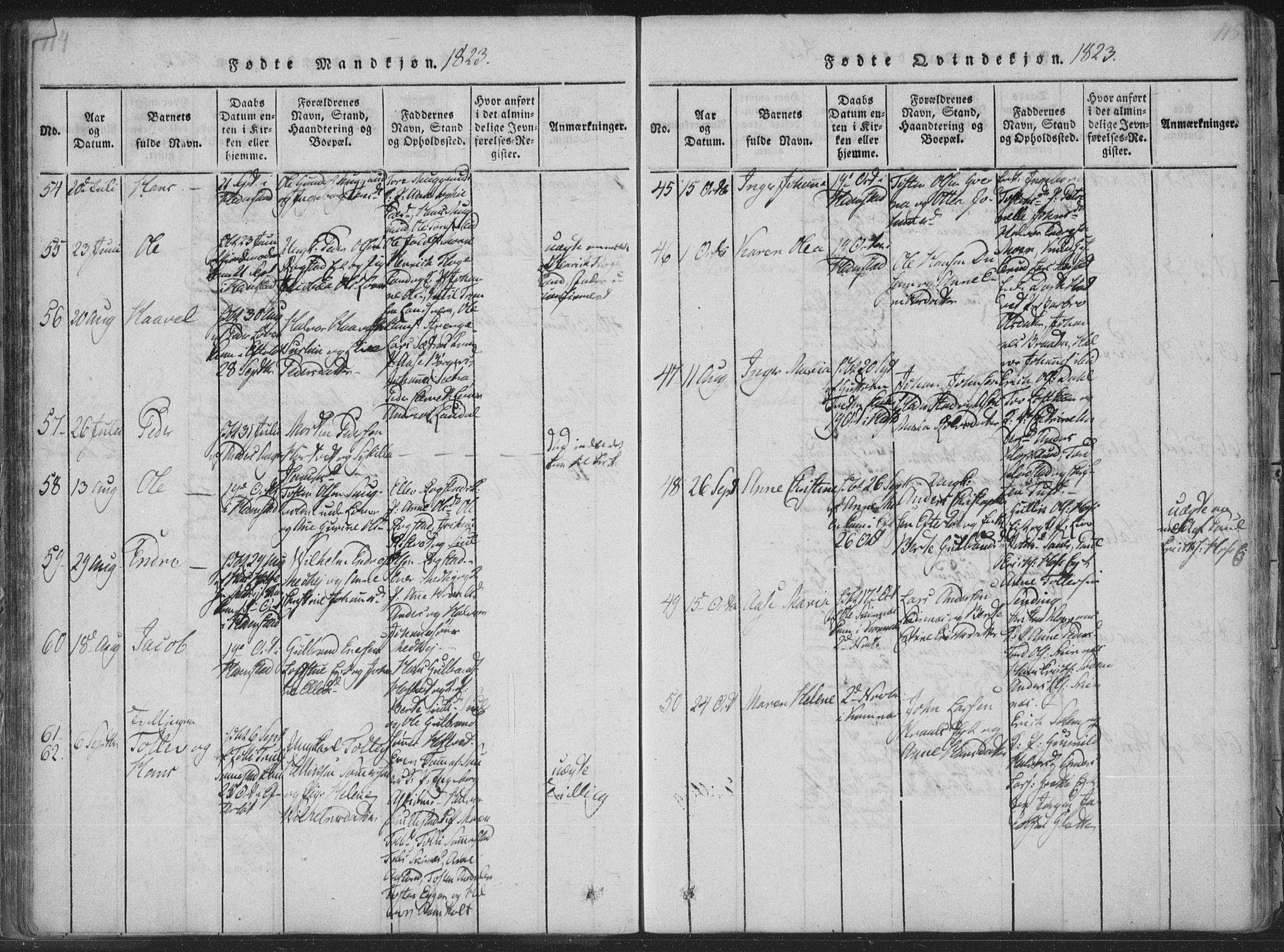 Sandsvær kirkebøker, AV/SAKO-A-244/F/Fa/L0004: Parish register (official) no. I 4, 1817-1839, p. 114-115