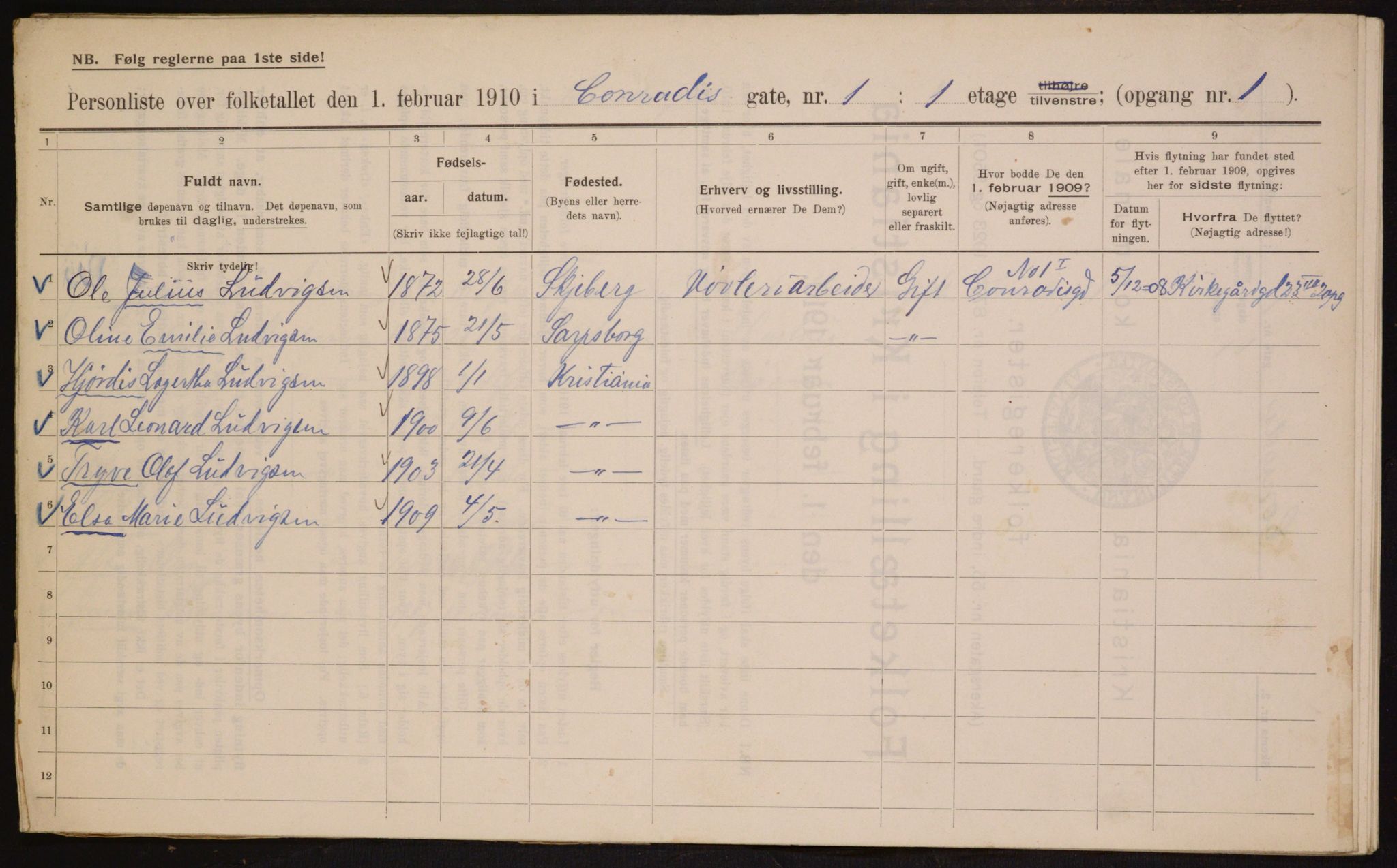 OBA, Municipal Census 1910 for Kristiania, 1910, p. 12717