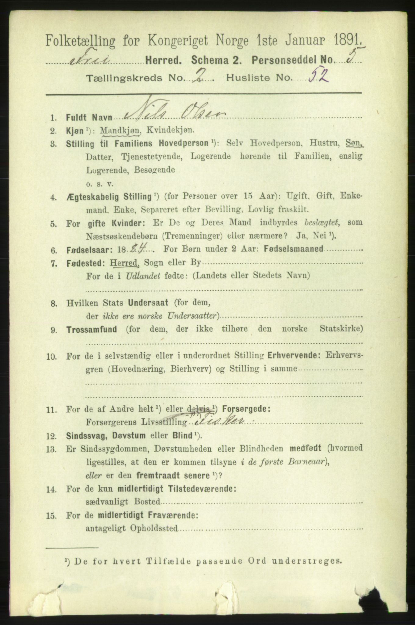 RA, 1891 census for 1556 Frei, 1891, p. 1092