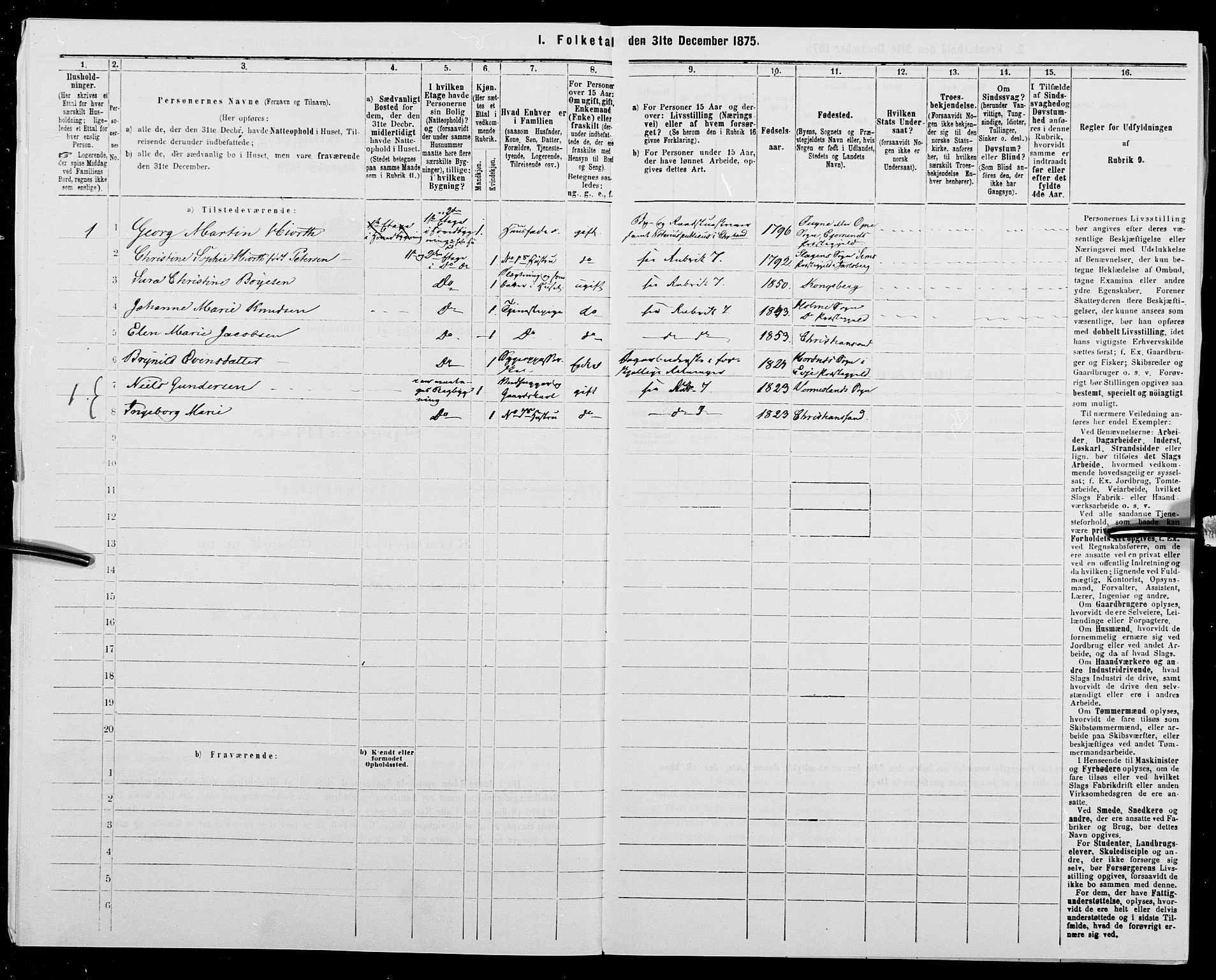 SAK, 1875 census for 1001P Kristiansand, 1875, p. 29