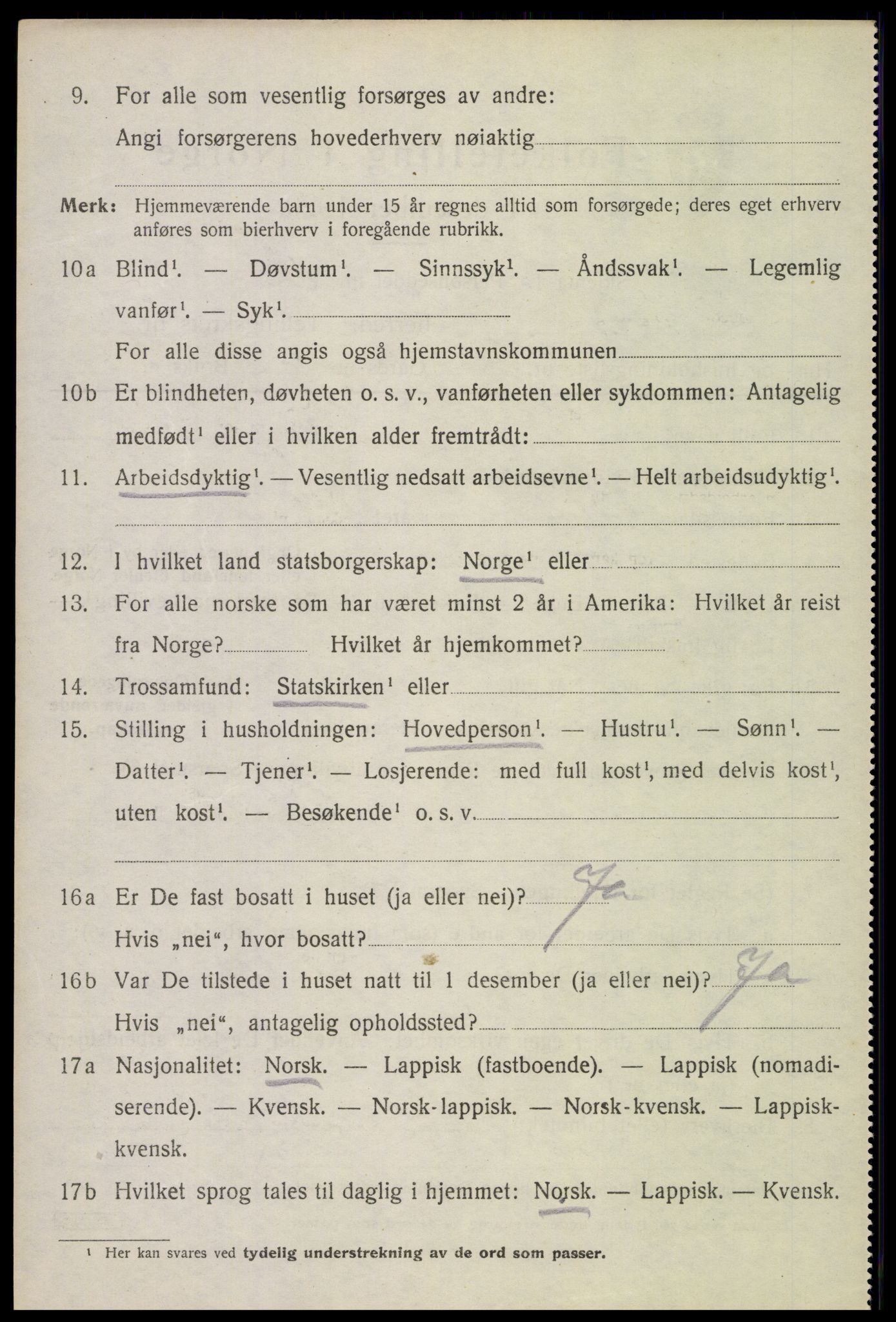 SAT, 1920 census for Lødingen, 1920, p. 1520