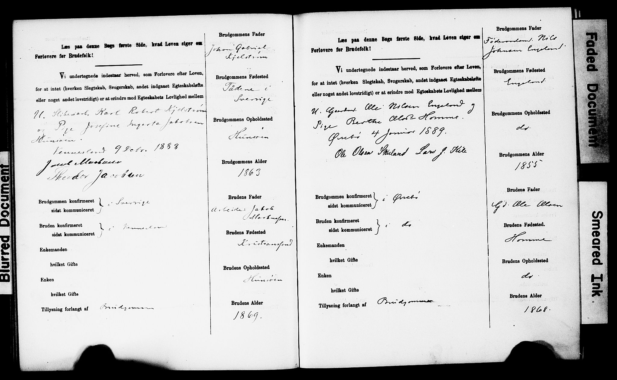 Vennesla sokneprestkontor, AV/SAK-1111-0045/J/L0032/0003: Banns register no. II 5 1, 1886-1892, p. 34